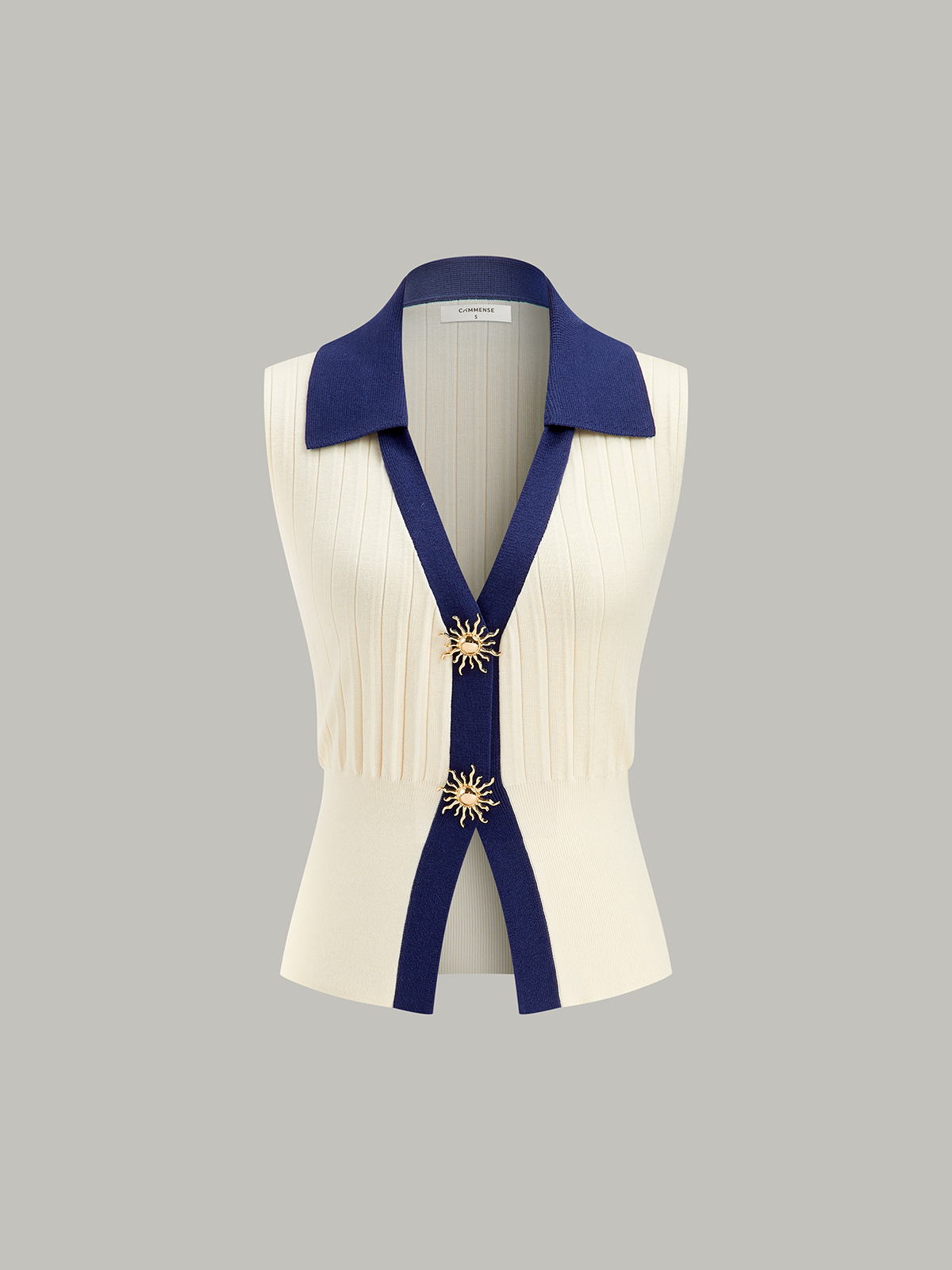 Two-Tone Collared Knit Vest