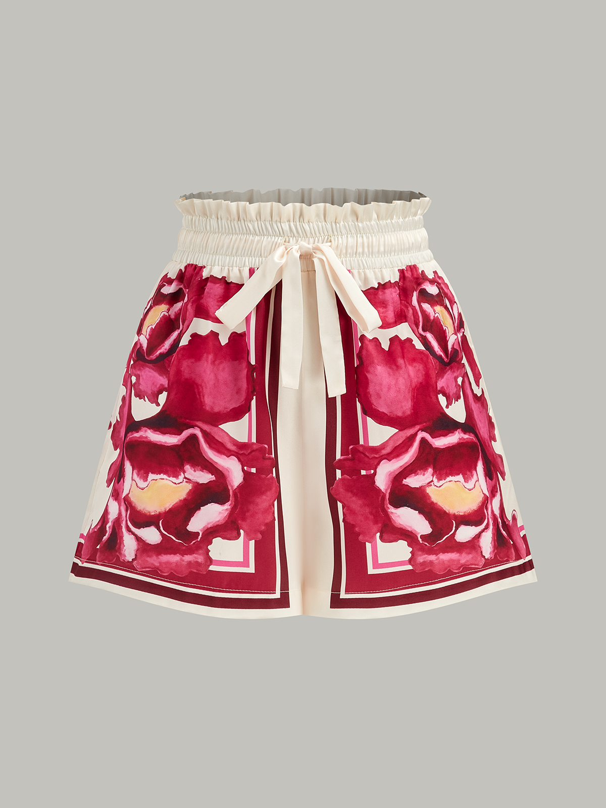 Floral Print Elastic Waistband Shorts