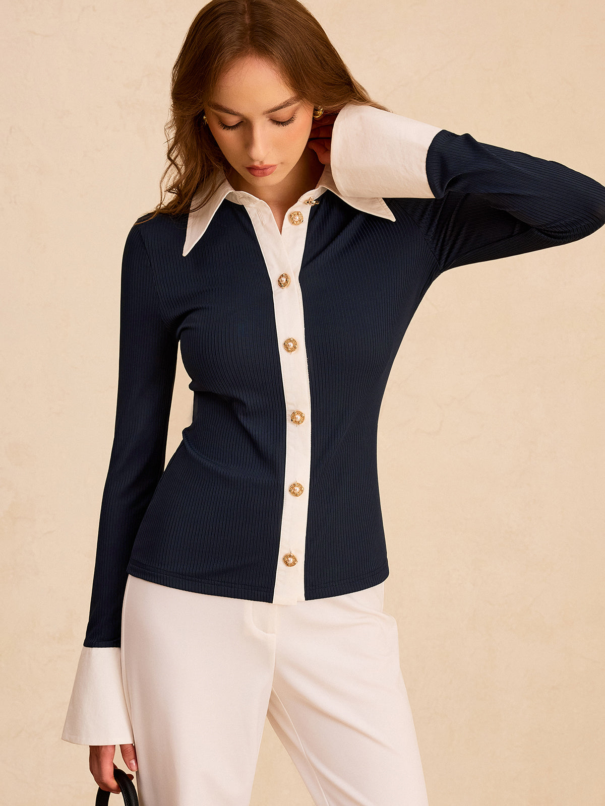 Chemise boutonnée color block
