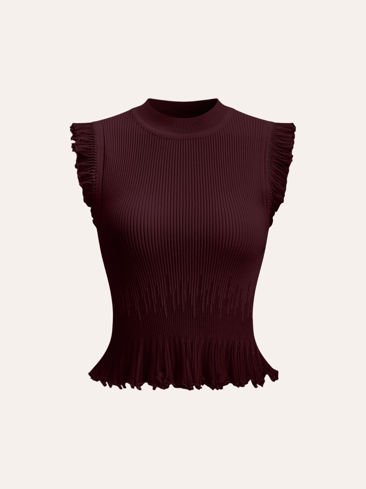 Ribbed Knit Ruffle Top