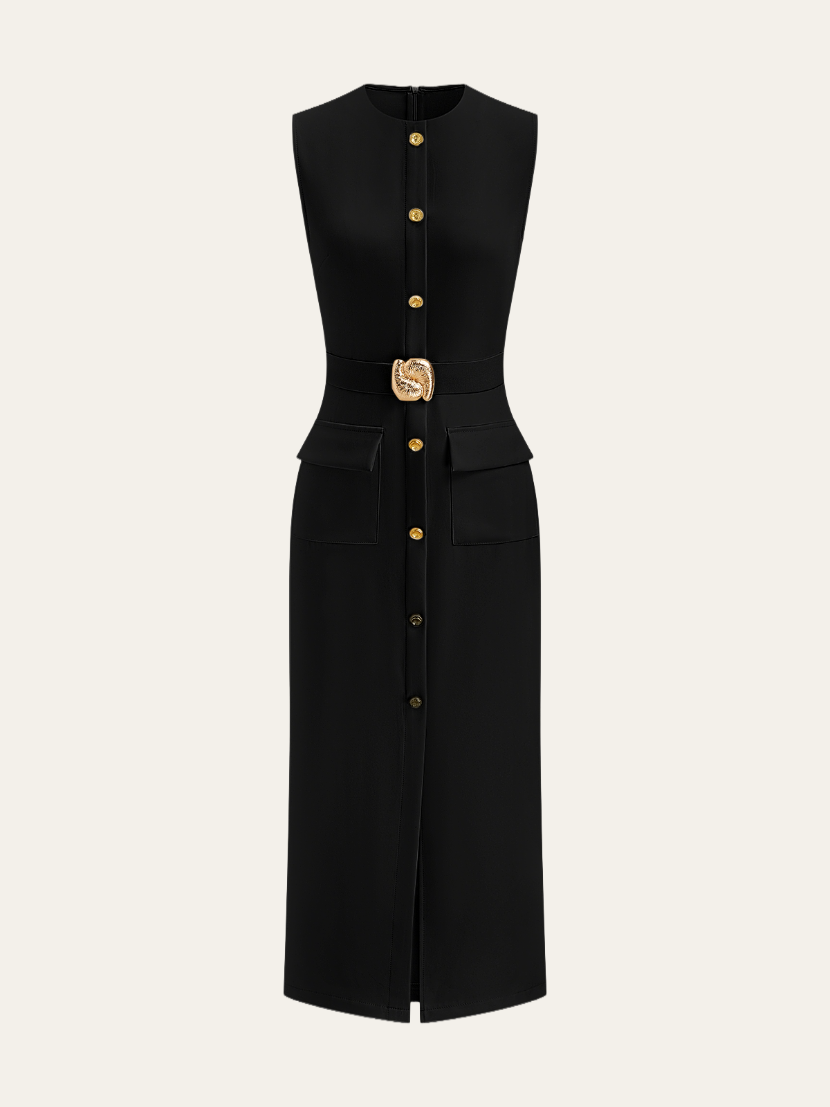 Robe longue boutonnée avec ceinture