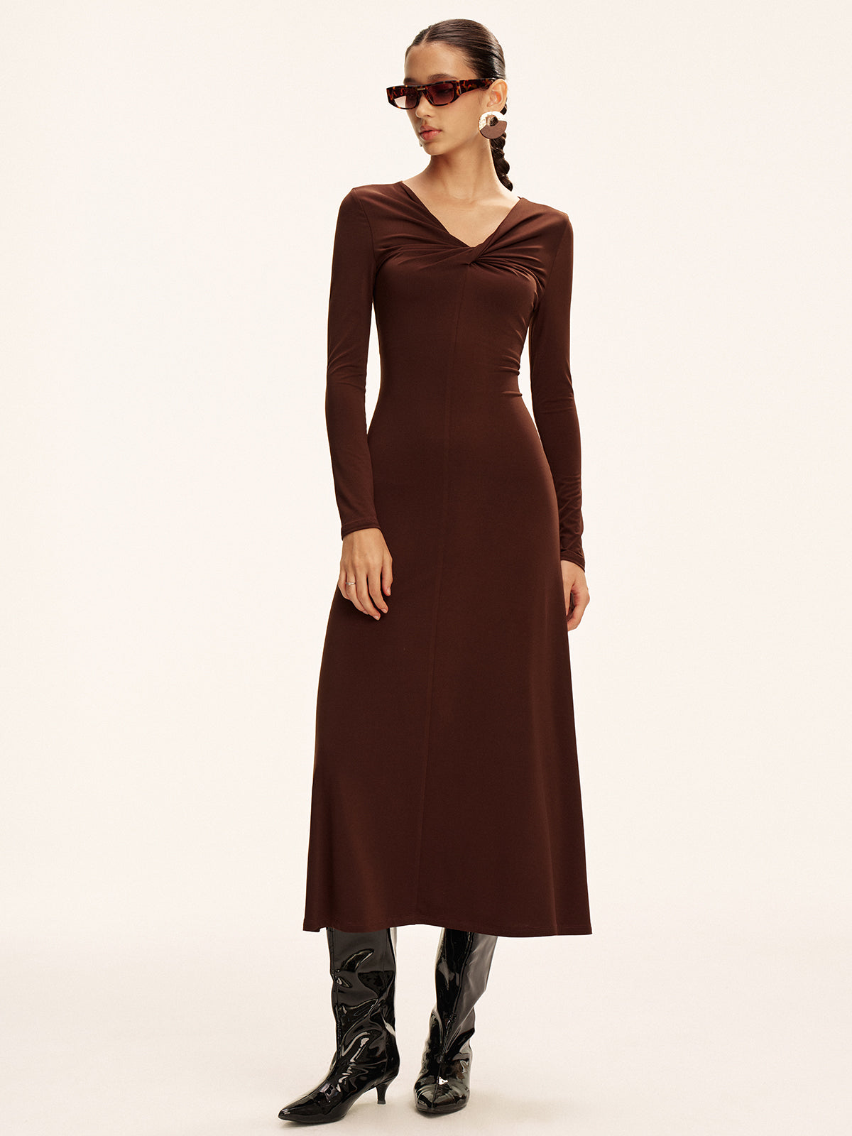 Twist-Maxikleid mit langen Ärmeln
