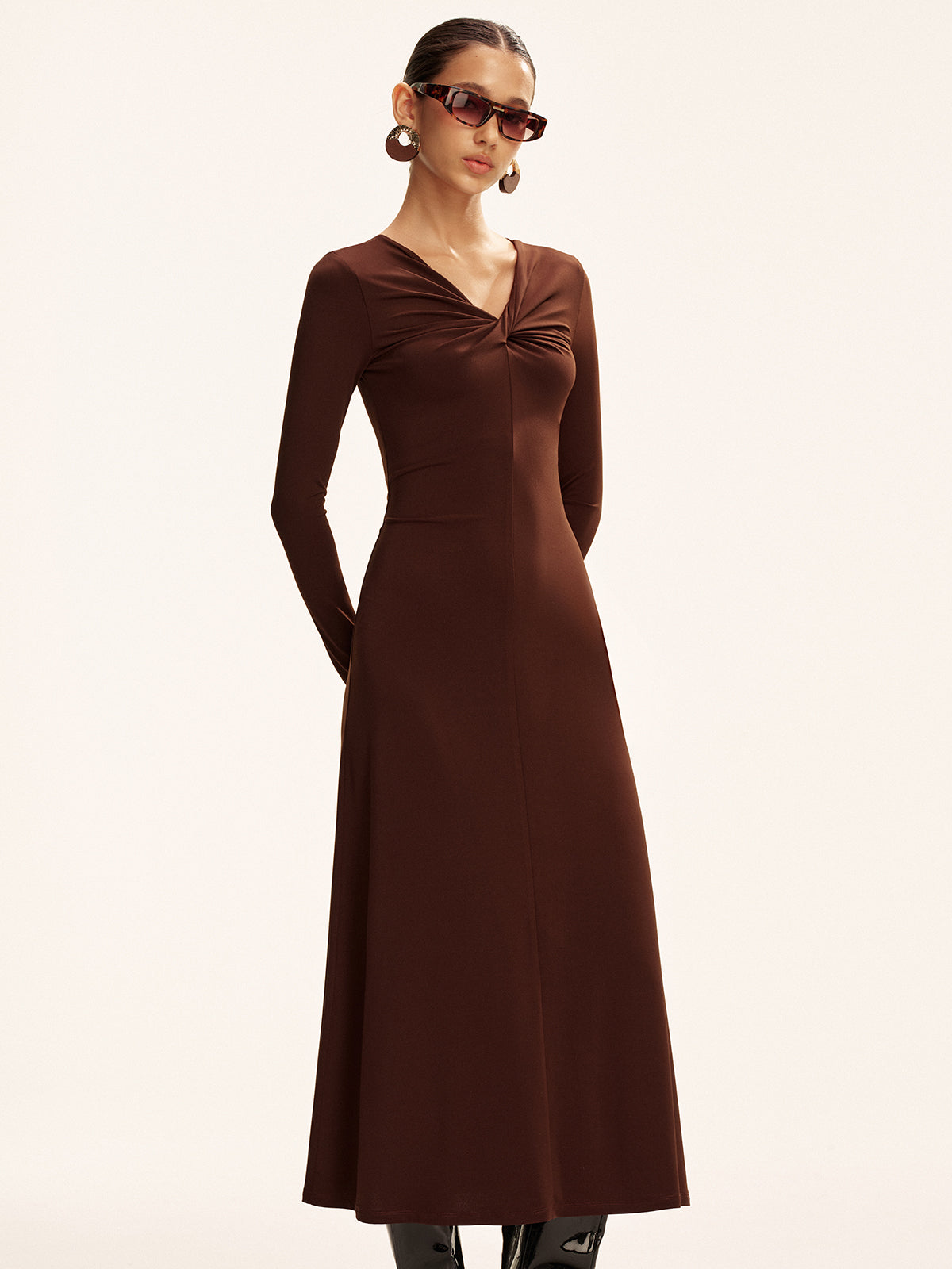Twist-Maxikleid mit langen Ärmeln