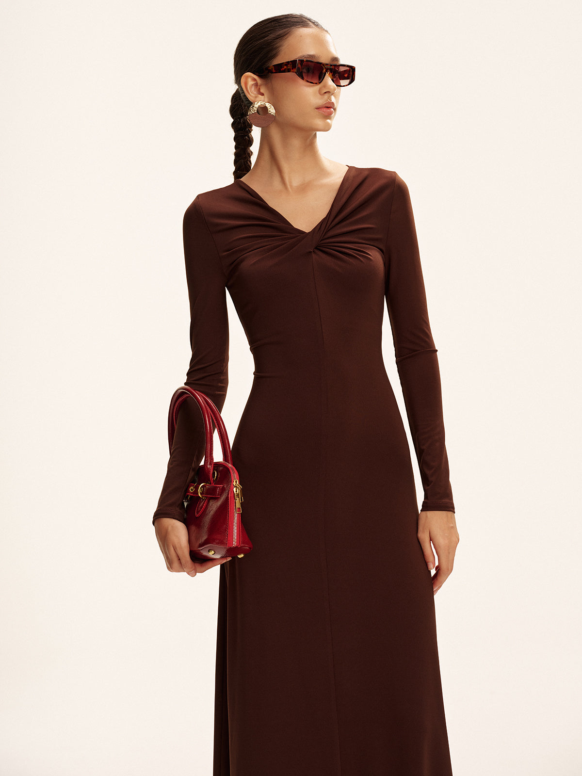 Twist-Maxikleid mit langen Ärmeln