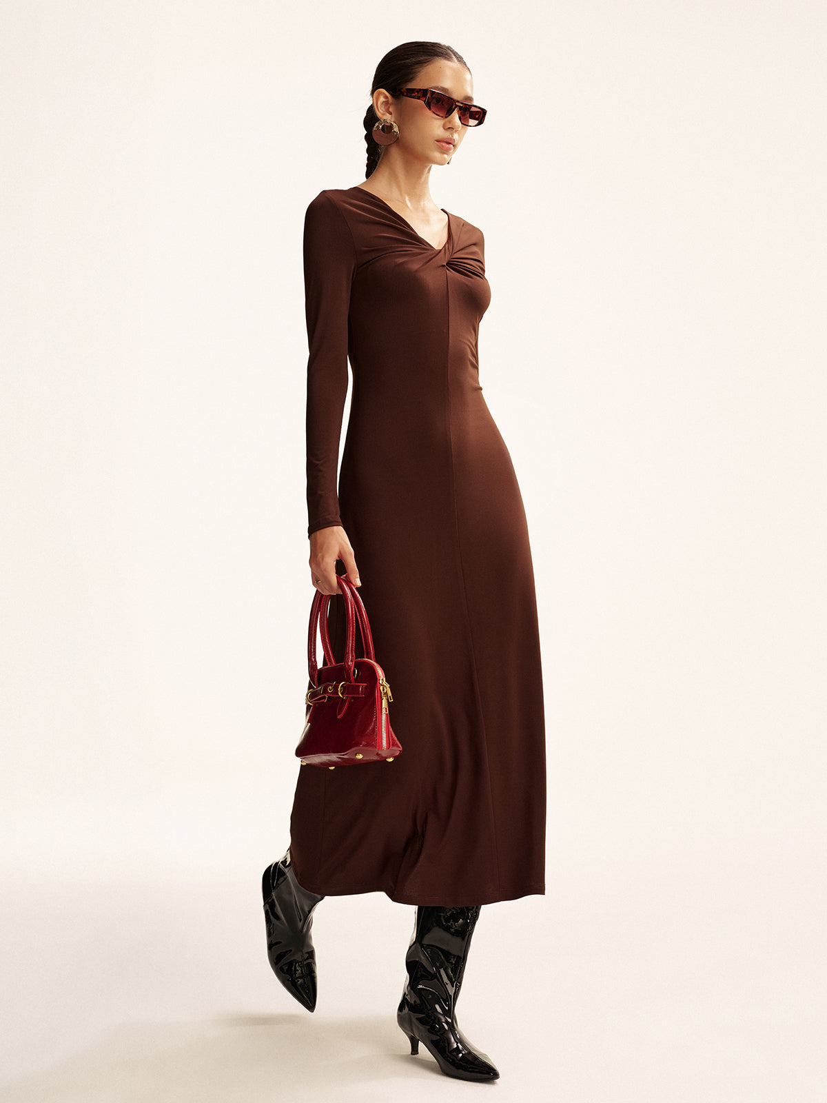 Twist-Maxikleid mit langen Ärmeln