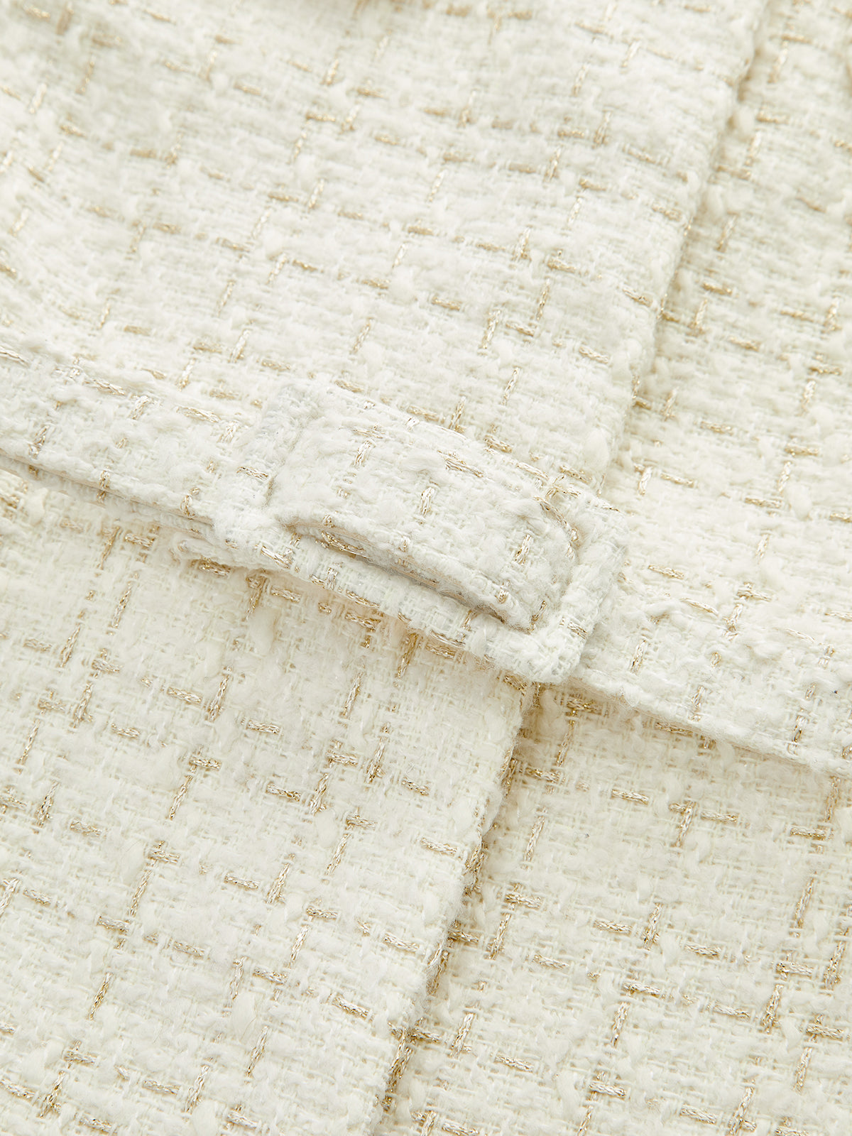 Metal Button Tweed Belted Blazer