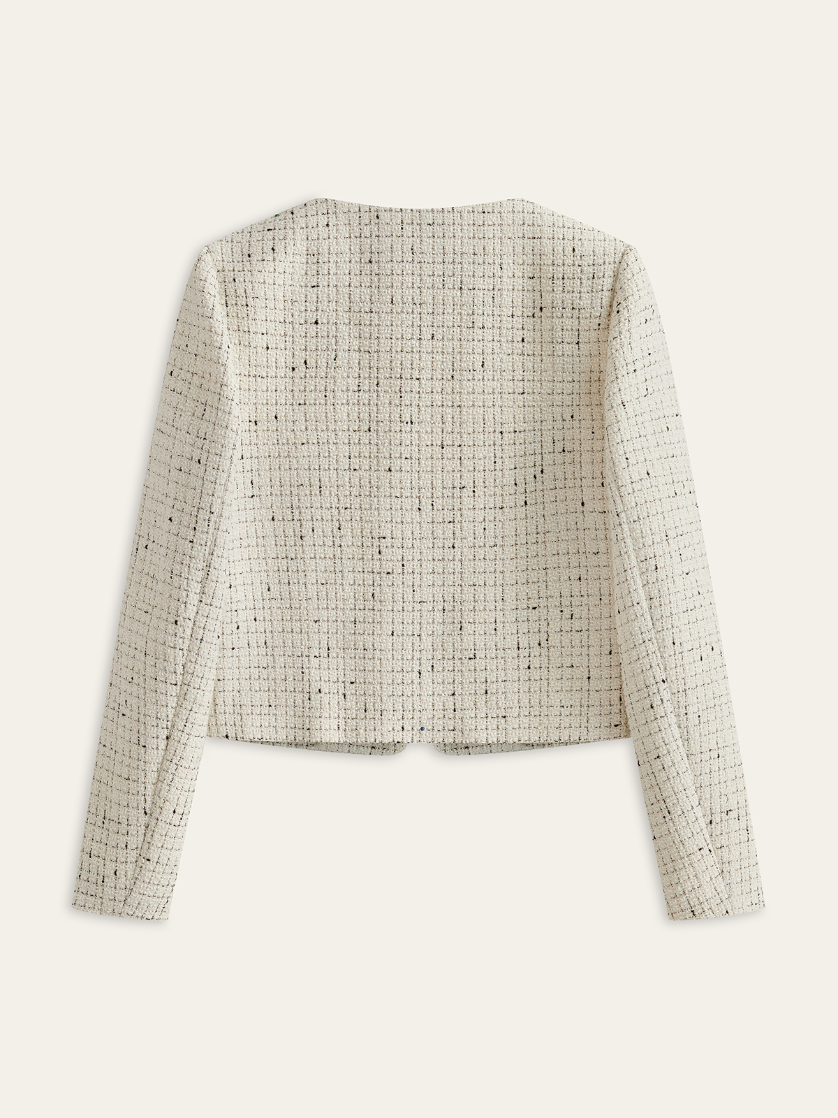 Tweed Contrast Bow Round Neck Jacket