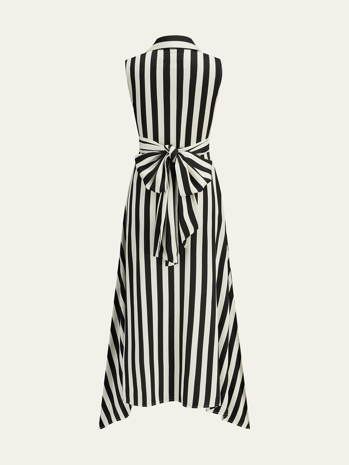 Robe longue sans manches rayée à col