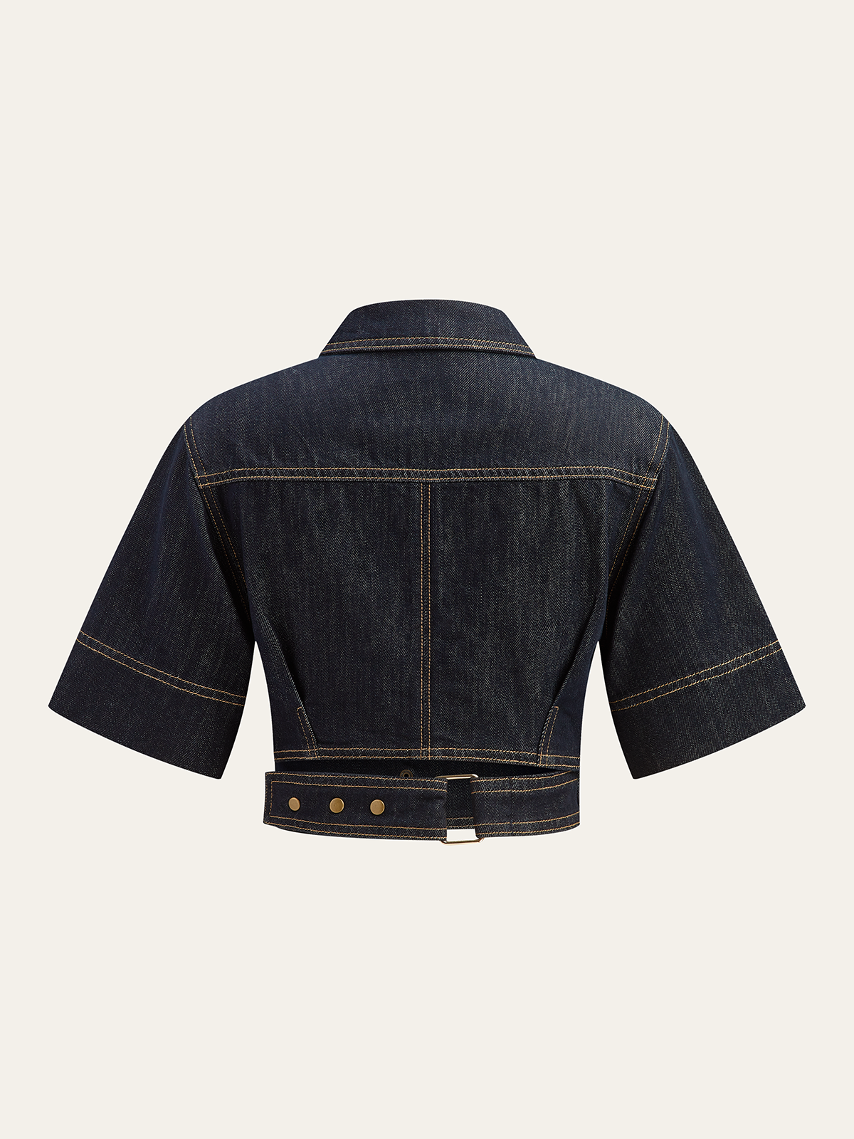 Short Sleeve Cropped Denim Top