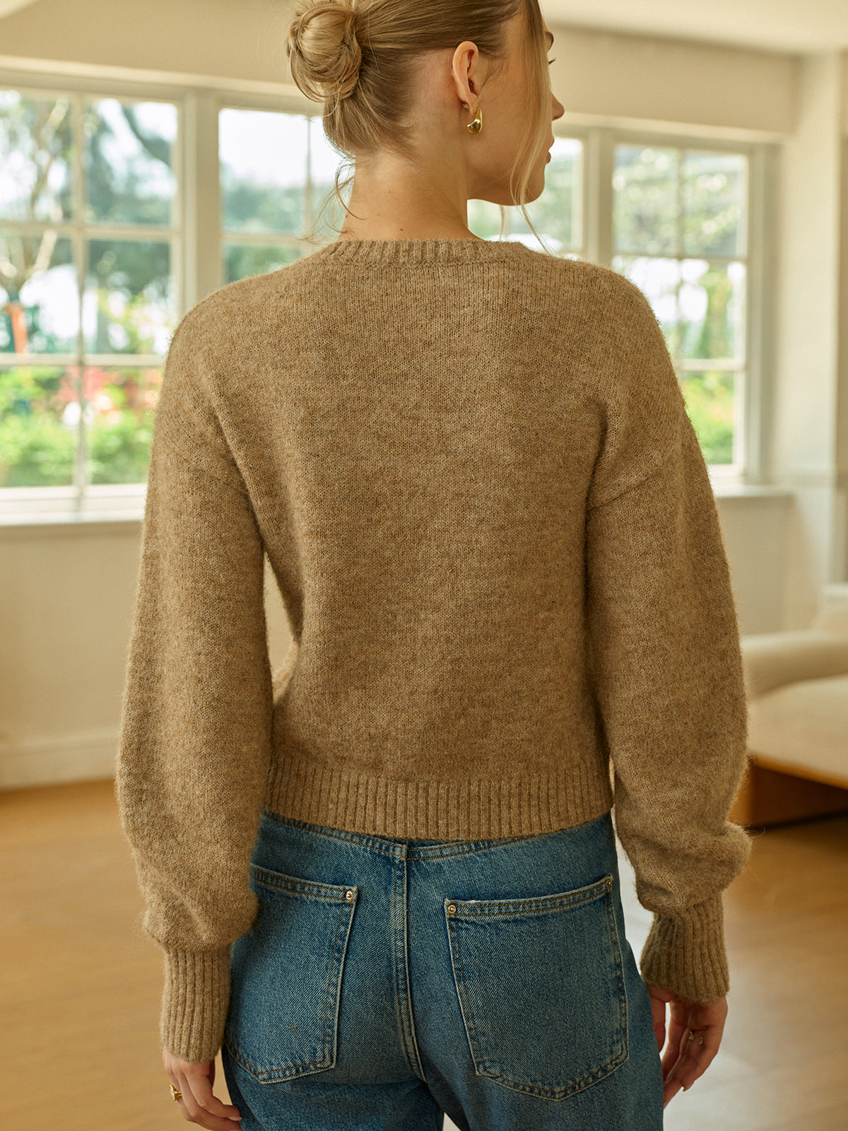 Triangle Button Wool Blend Cardigan