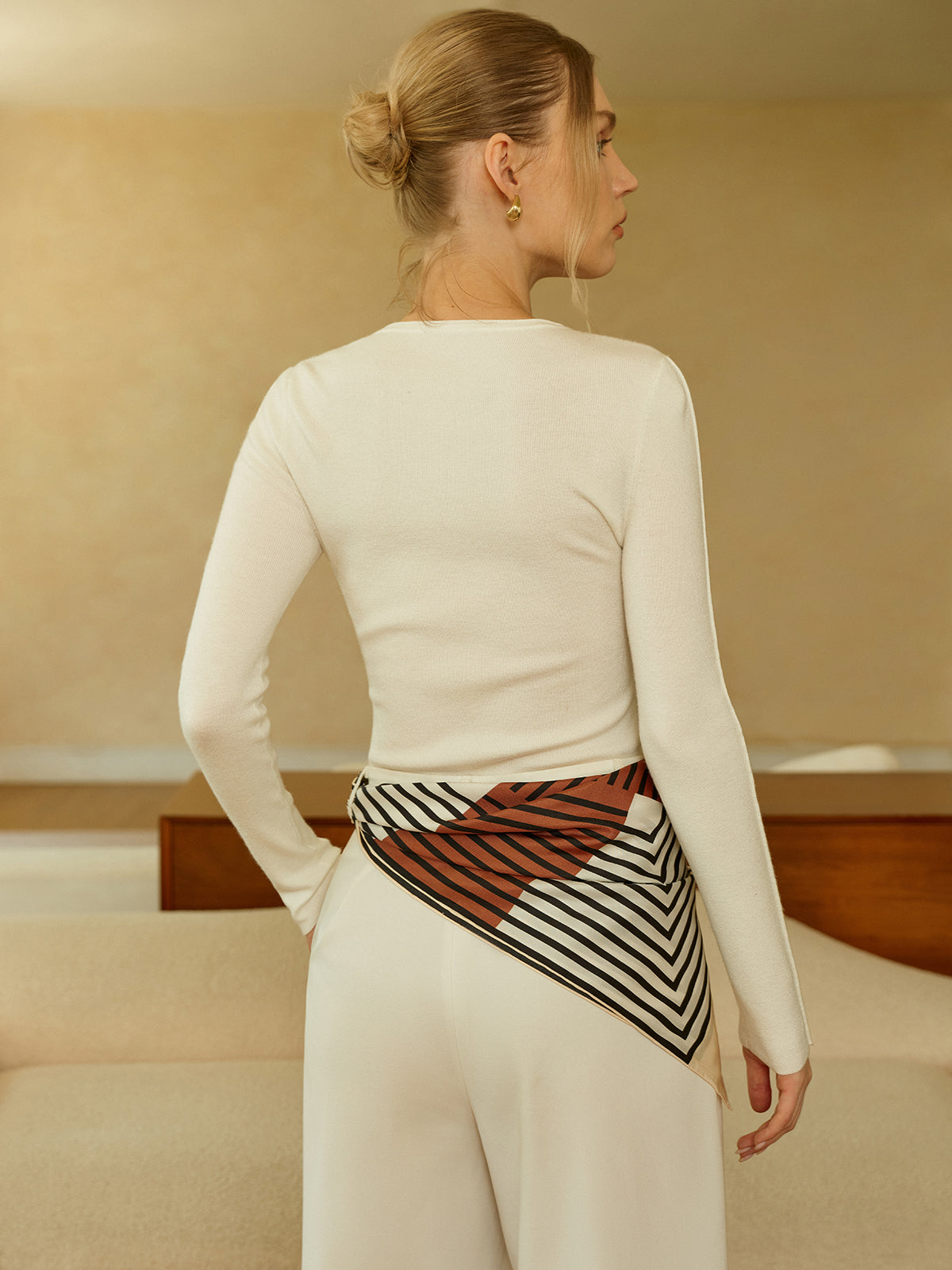 Wool Blend Button-Detailed Neck Sweater