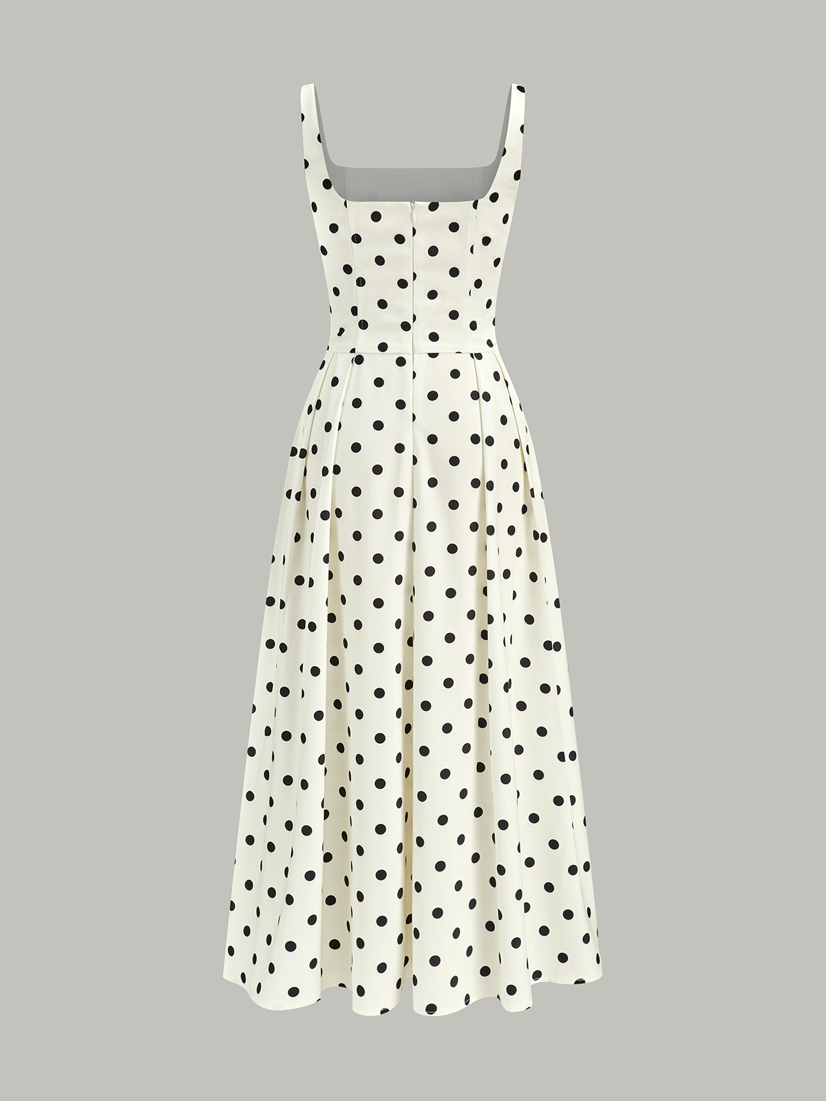 Robe longue à col carré et à pois