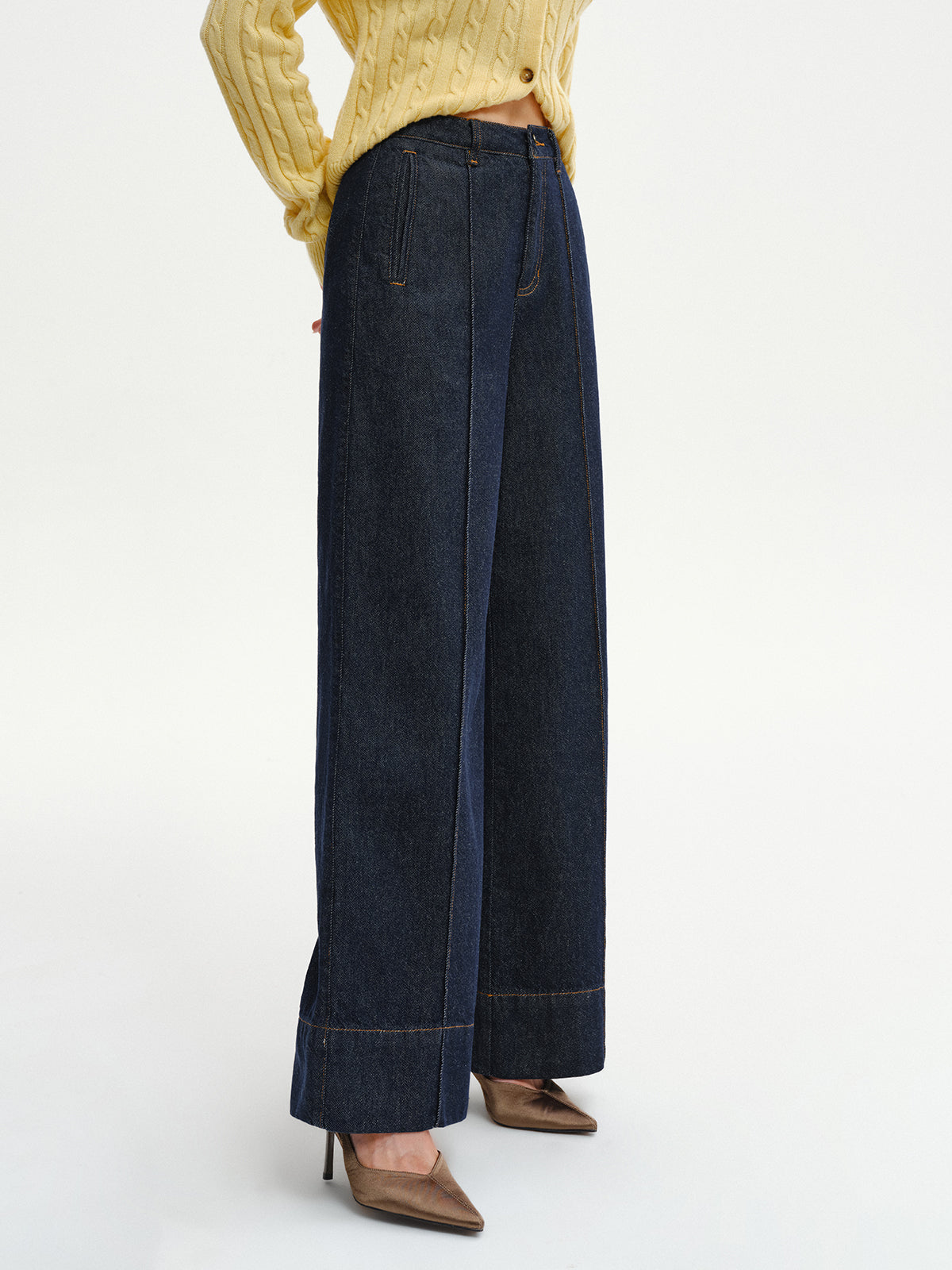 Jean en denim taille haute et coupe large