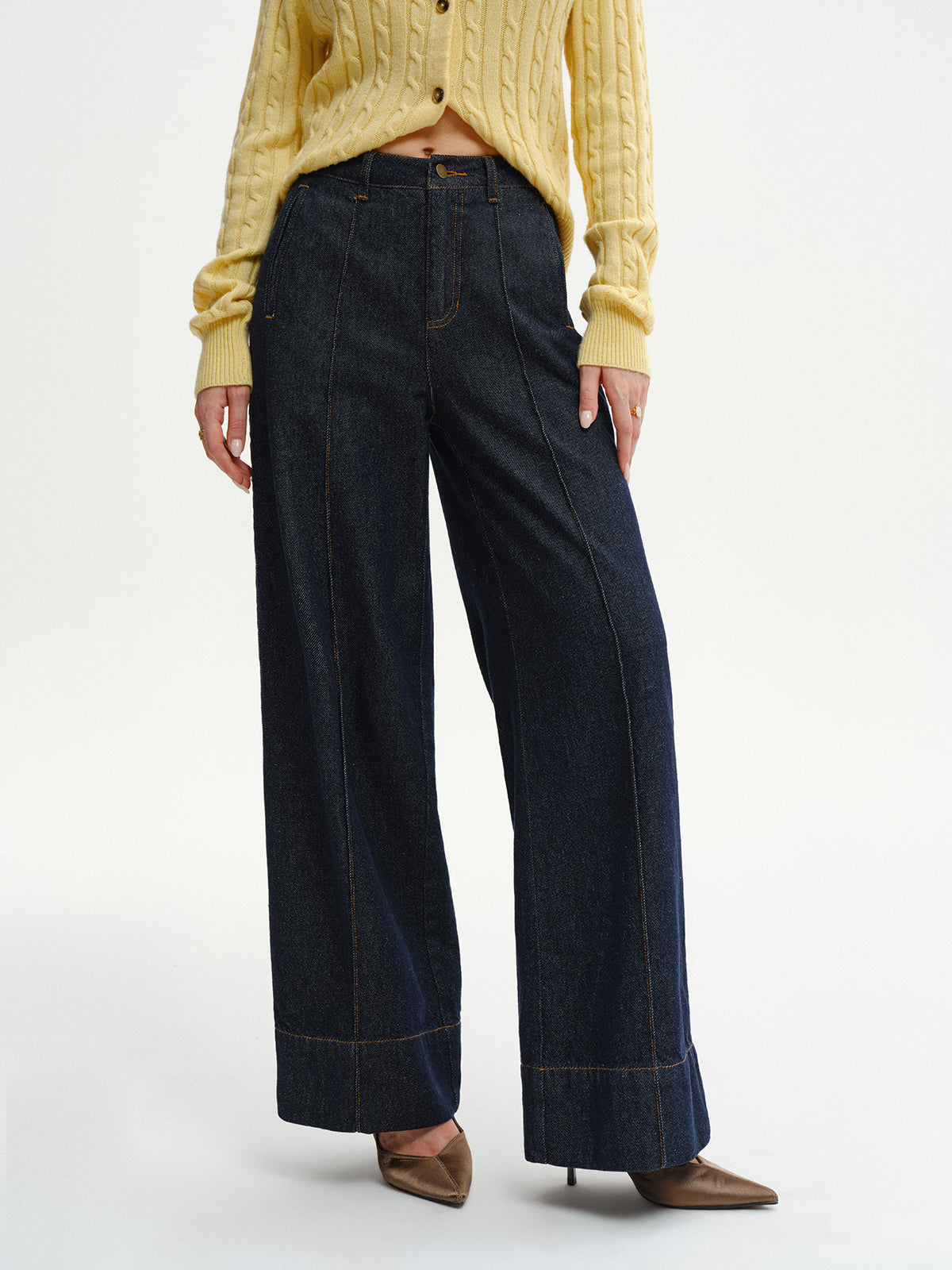 Jean en denim taille haute et coupe large