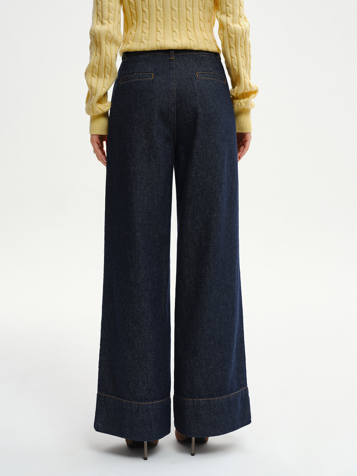 Jean en denim taille haute et coupe large