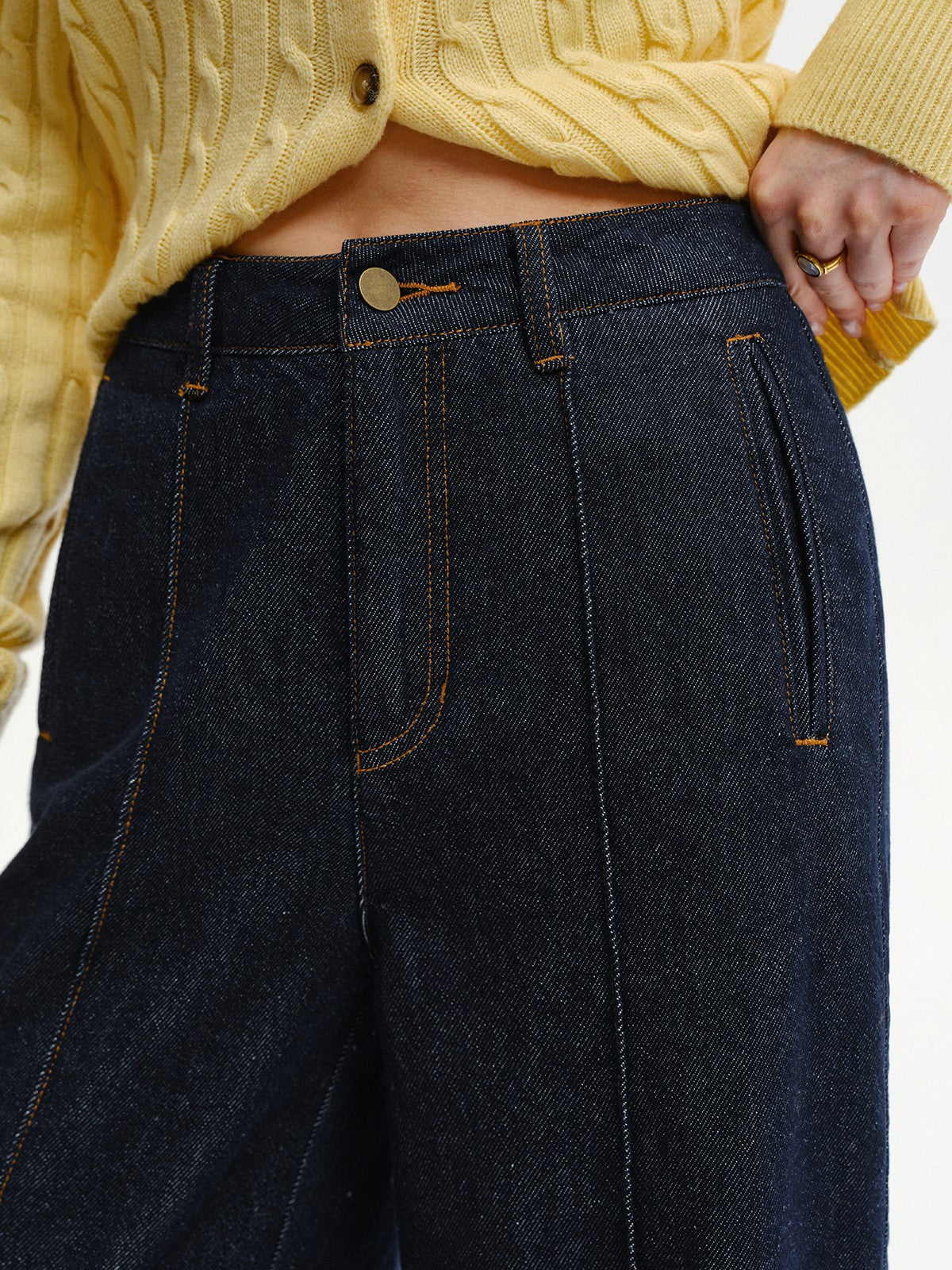 Jean en denim taille haute et coupe large