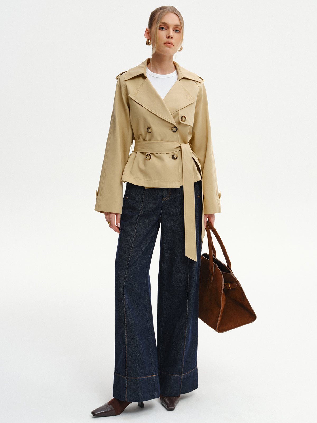 Double-Breasted Belted Trench Coat