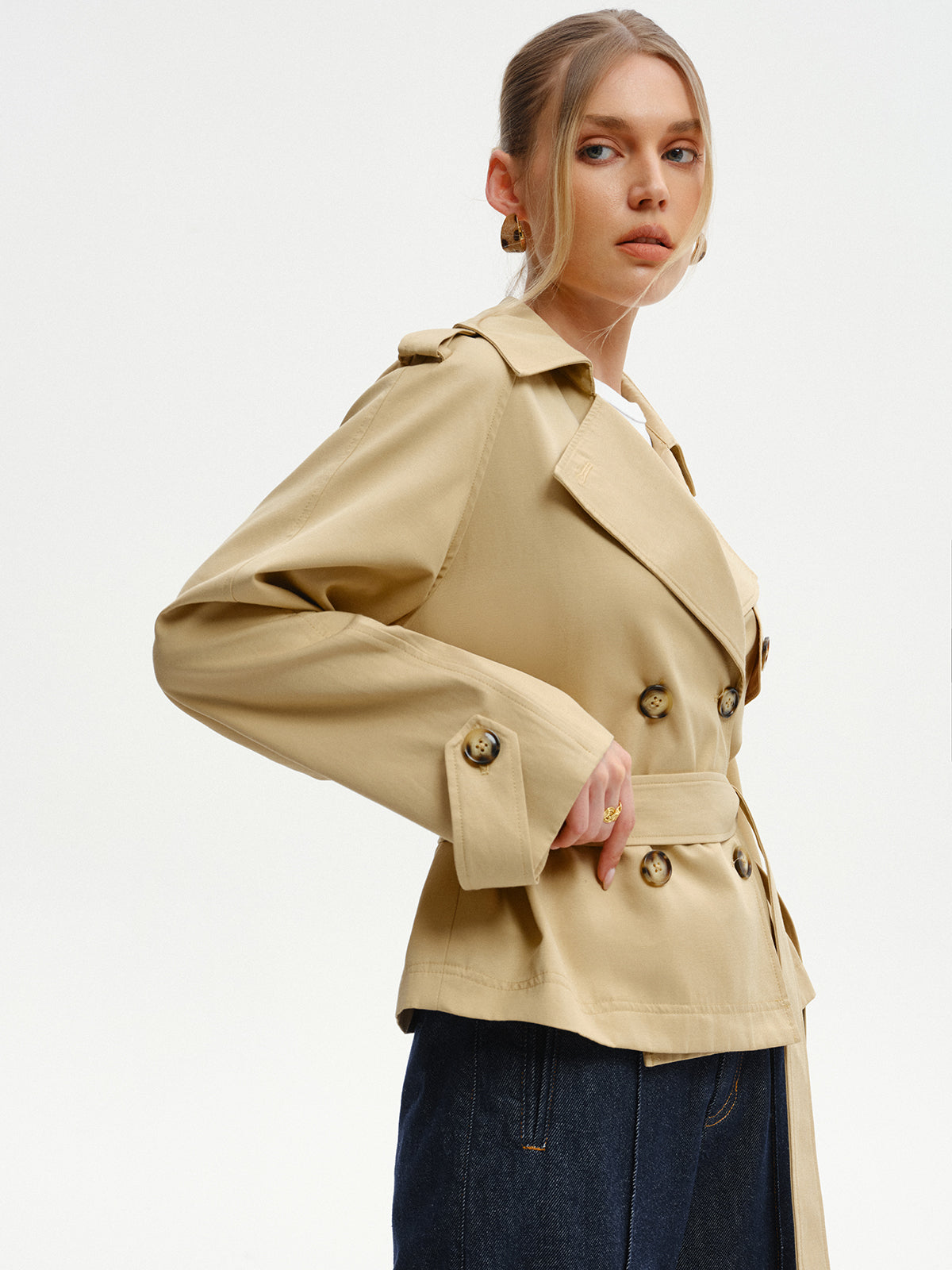 Trench-coat croisé ceinturé