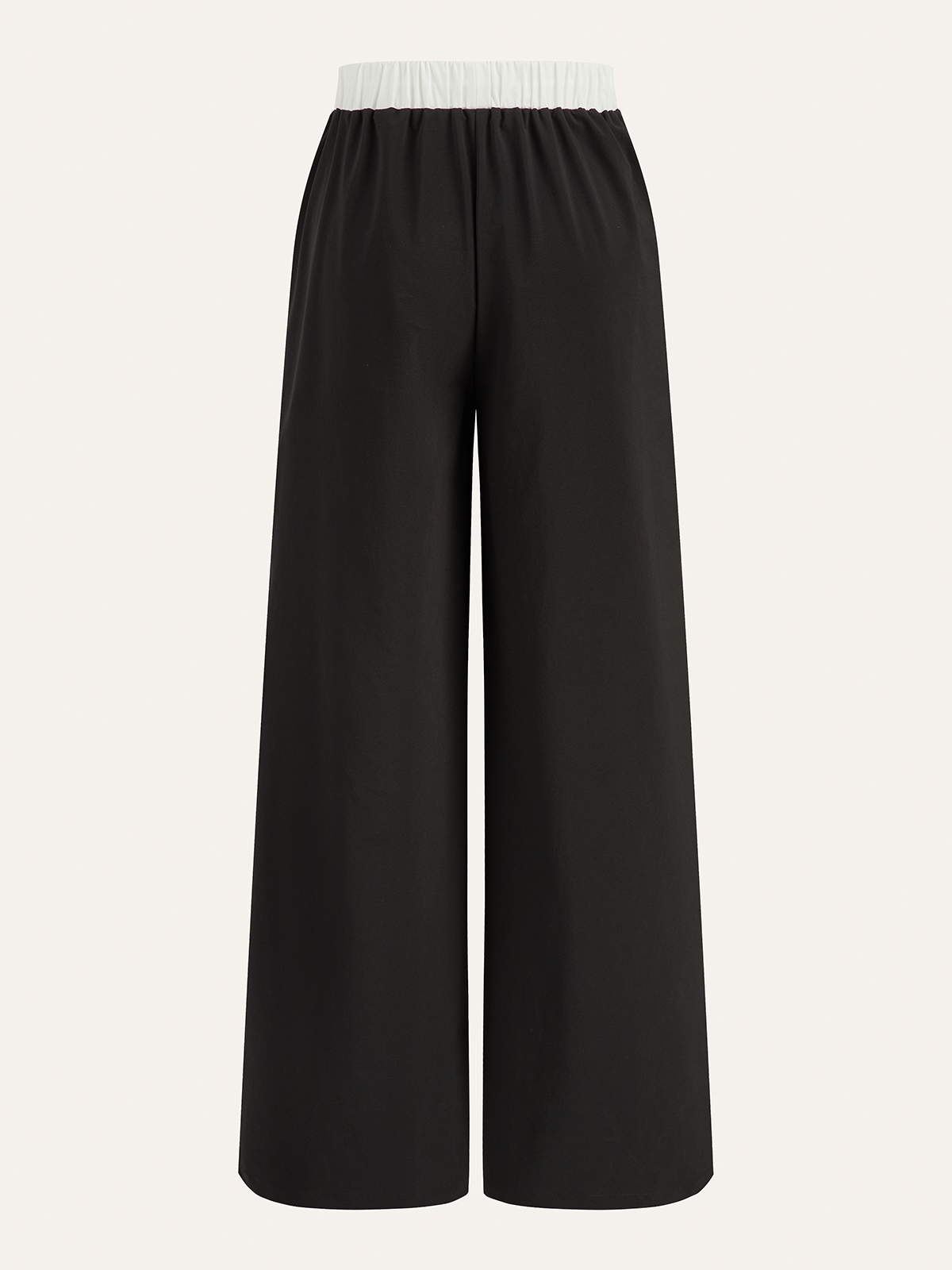 Pantalon large à cordon de serrage et taille contrastée