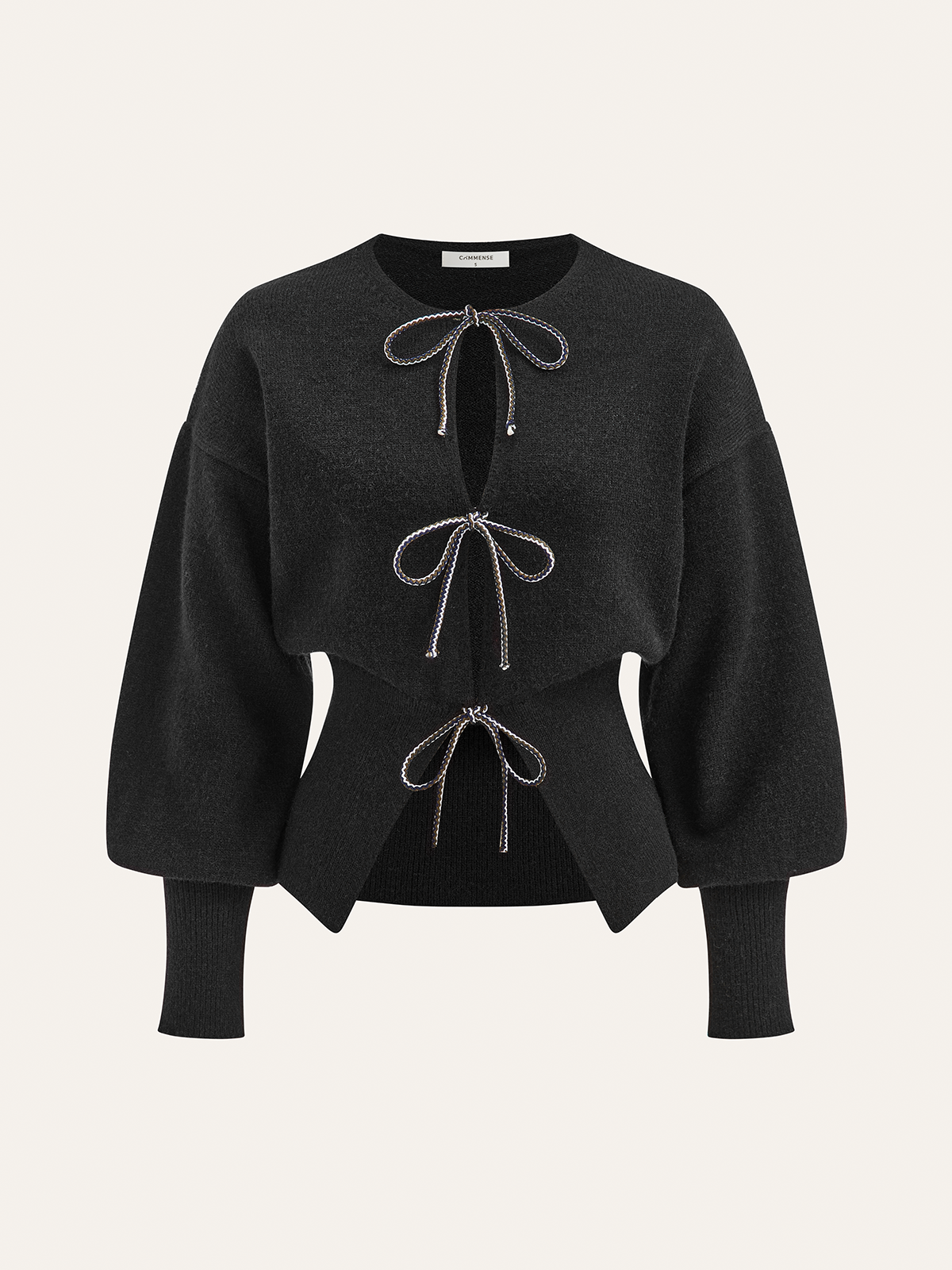 Bow Tie Balloon Sleeve Cardigan