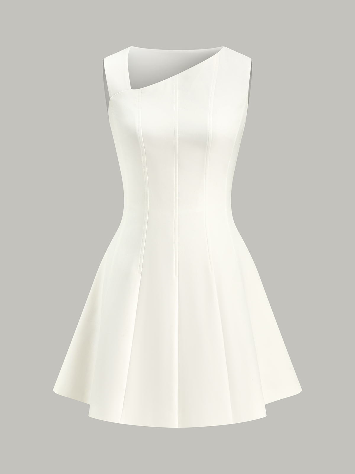 Robe évasée à encolure asymétrique