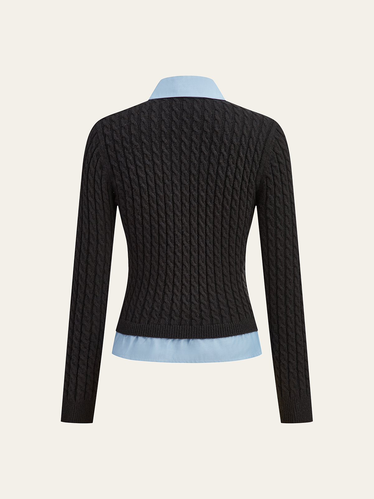 2 in1 Paneled Cable-Knit Cardigan