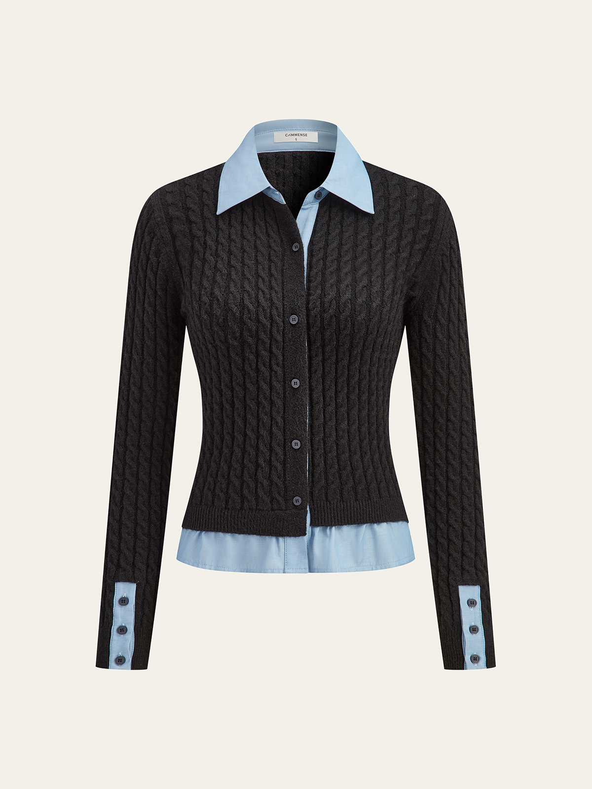 2 in1 Paneled Cable-Knit Cardigan