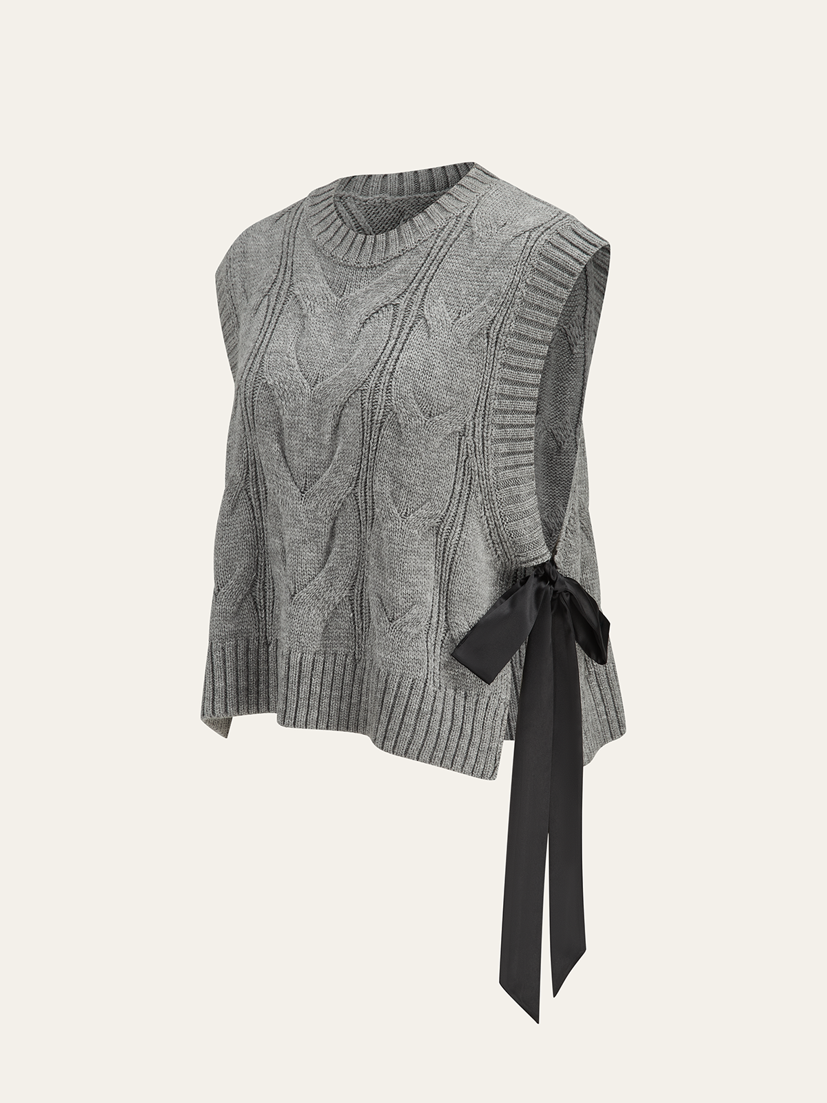 Dual-Sided Bow Cable-Knit Vest