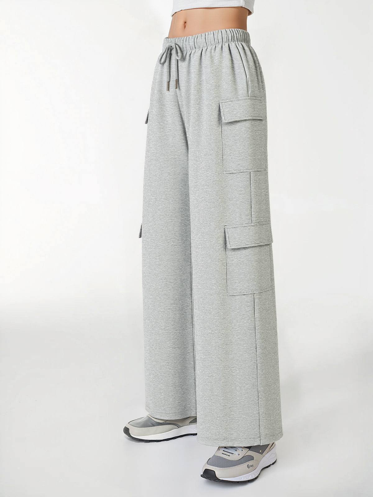 Drawstring Waist Wide Leg Cargo Pants
