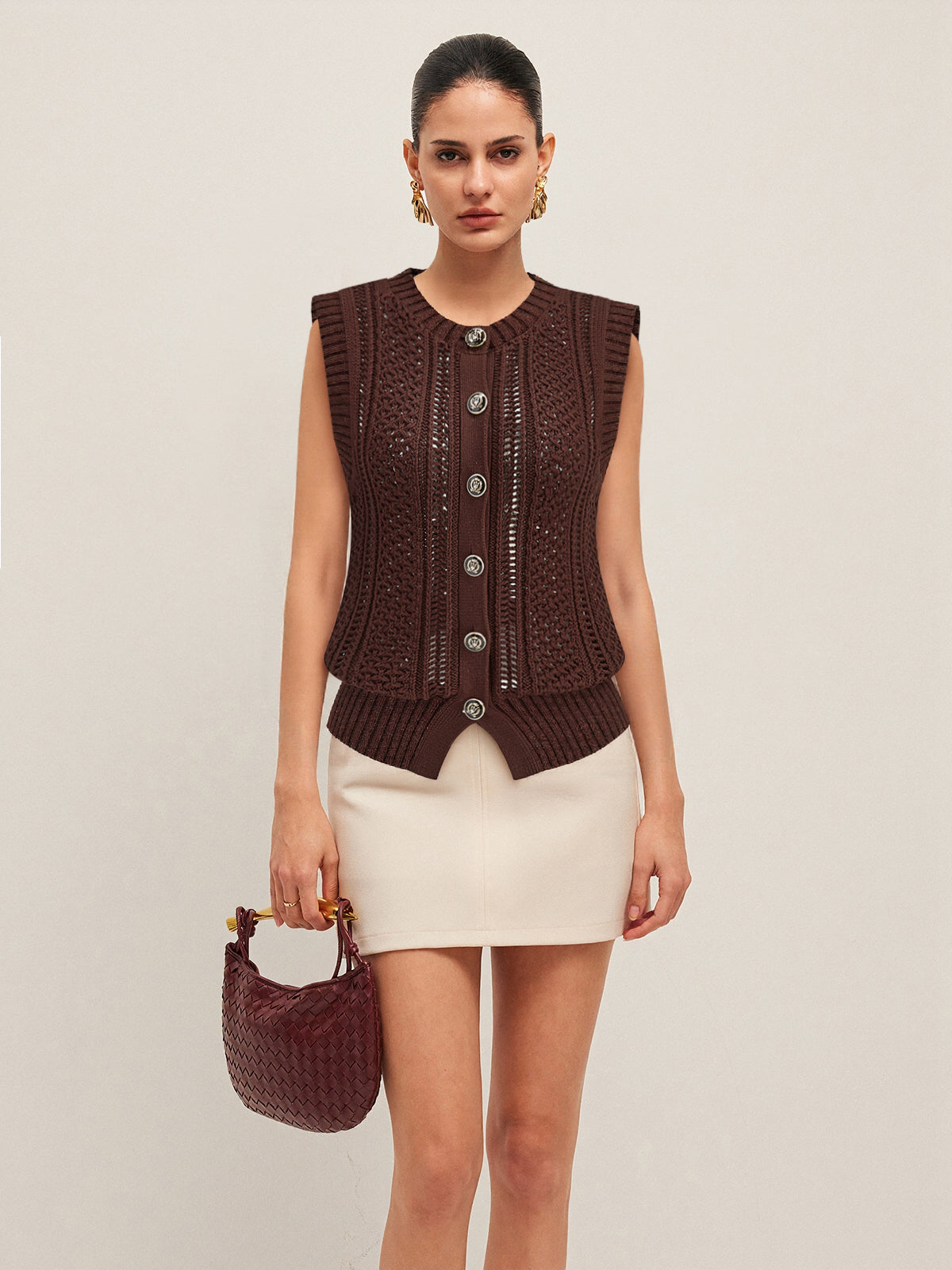 Button Front Sweater Vest