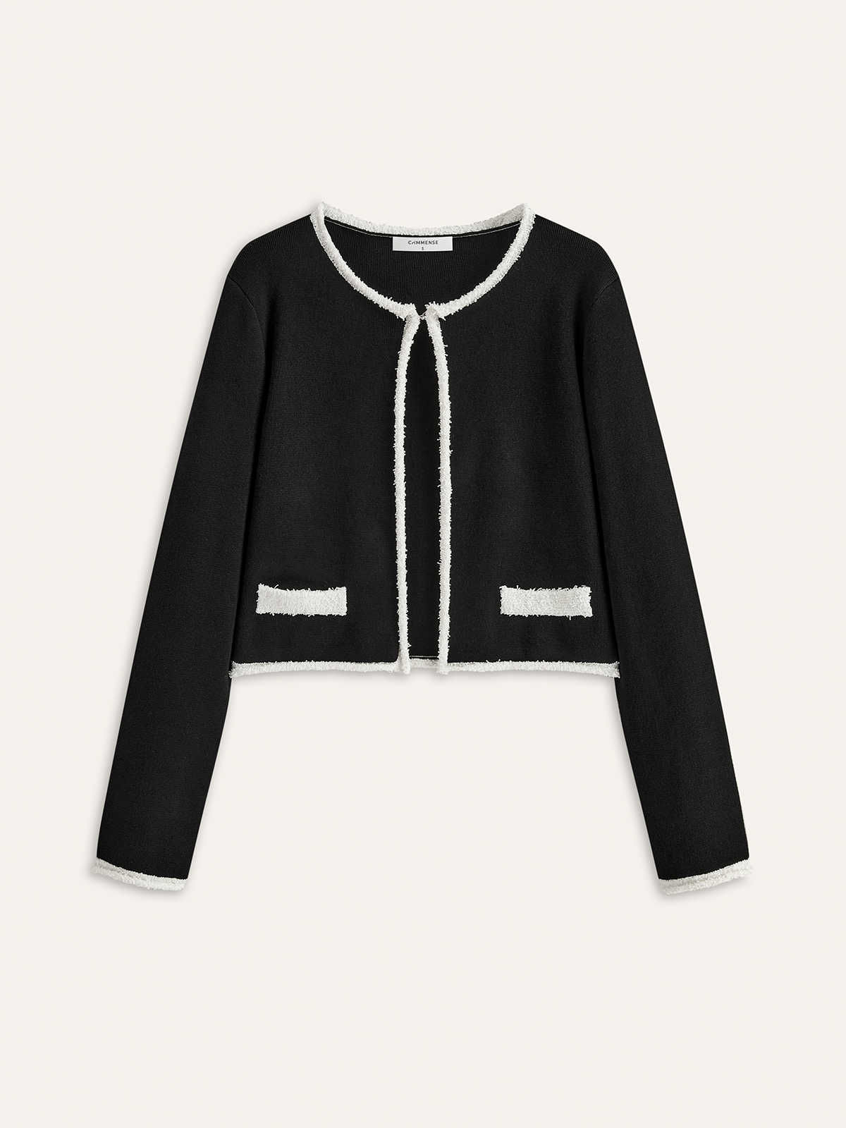 Contrast Trim Wool-Blend Cardigan