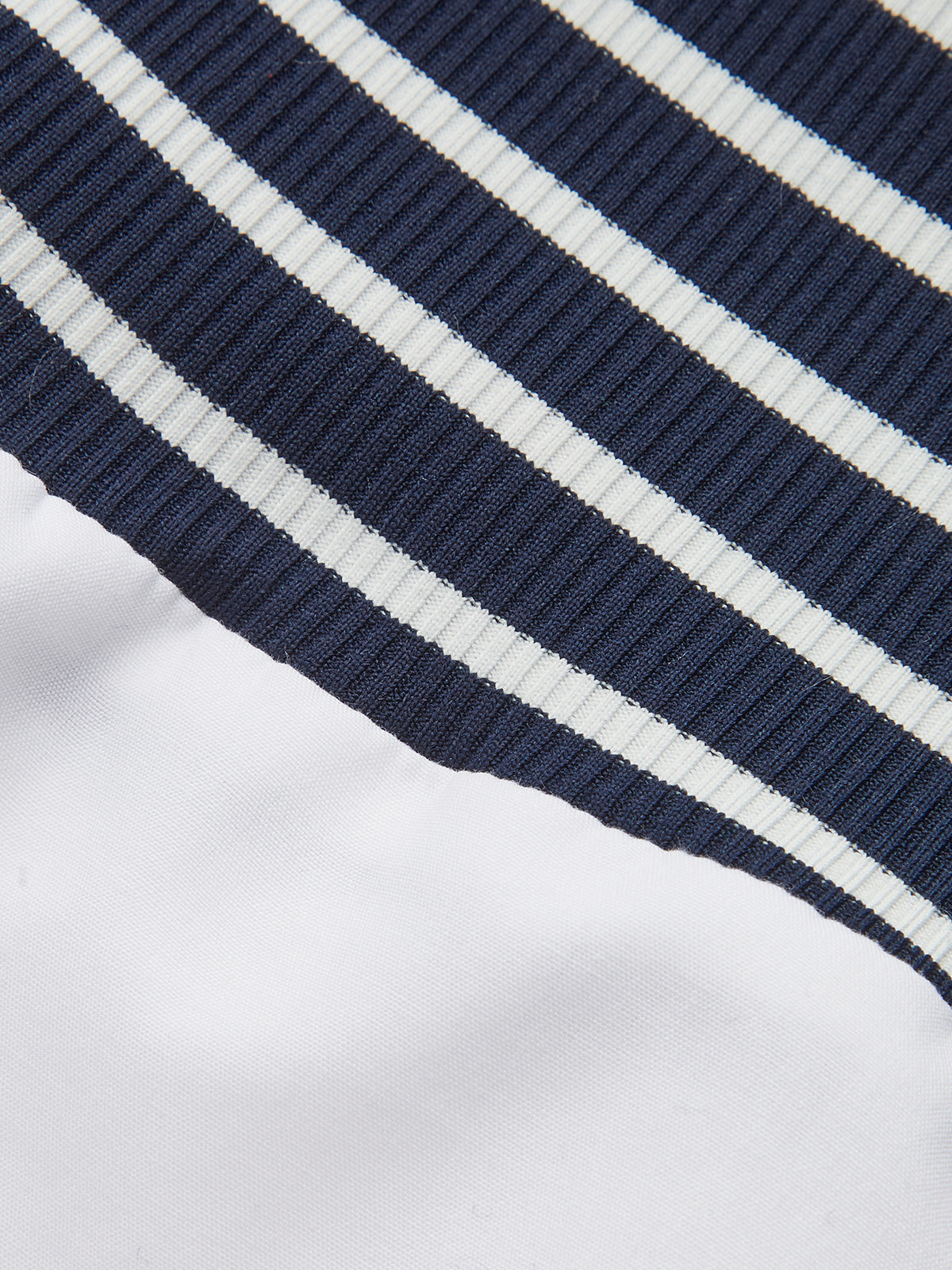 2 in 1 Striped Ribbed Paneled Long-Sleeve Blouse