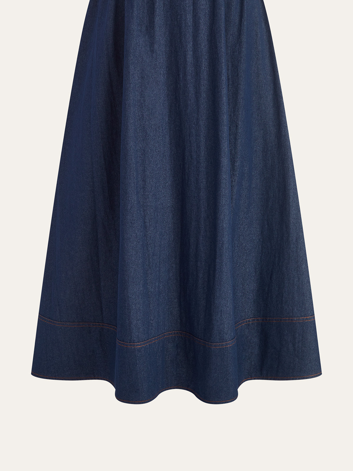 Robe longue en jean avec ourlet en dentelle