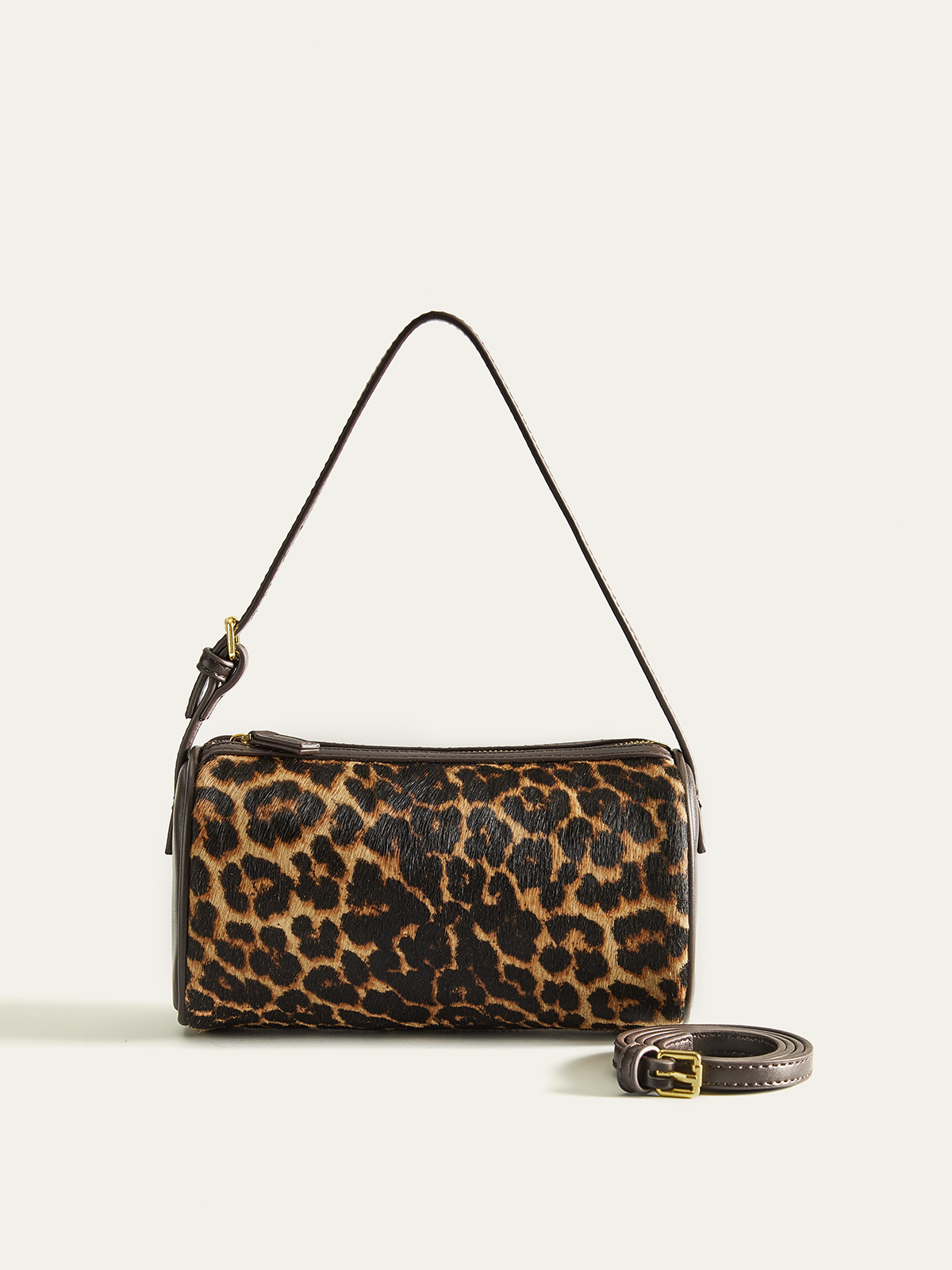 Fassförmige Tasche mit Leopardenmuster