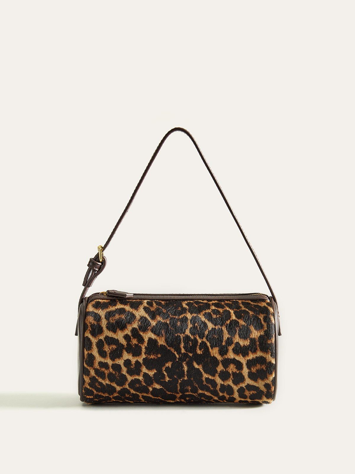 Fassförmige Tasche mit Leopardenmuster