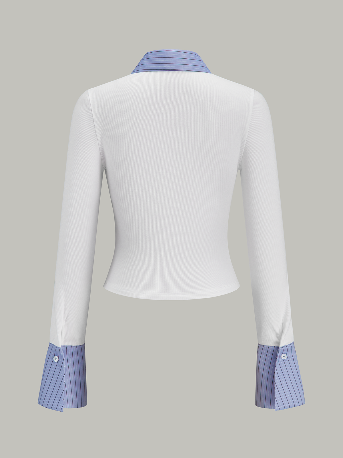 Flared Cuff Striped Paneled Shirt