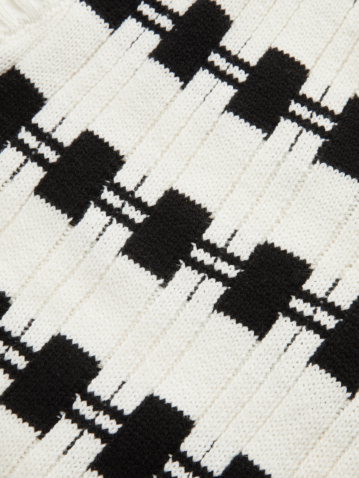 V-neck Plaid Sweater Vest