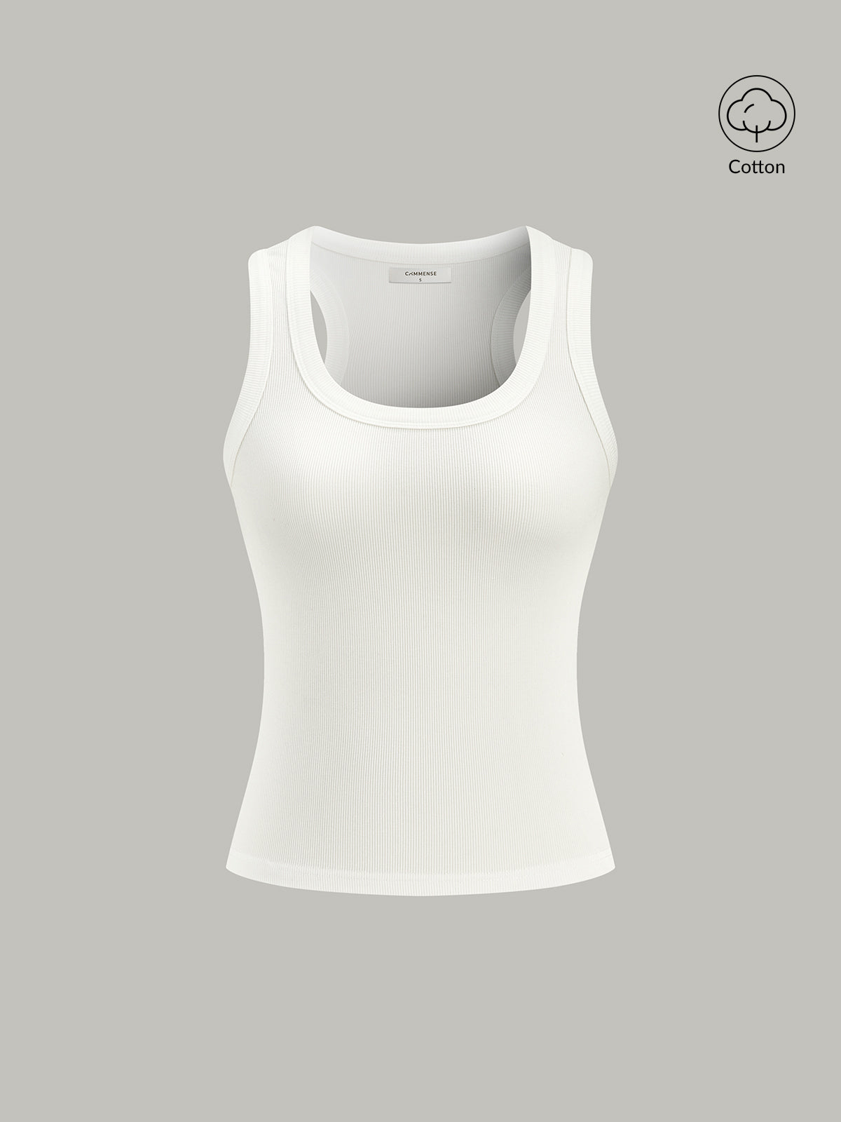 Geripptes Strick-Tanktop mit Rundhalsausschnitt