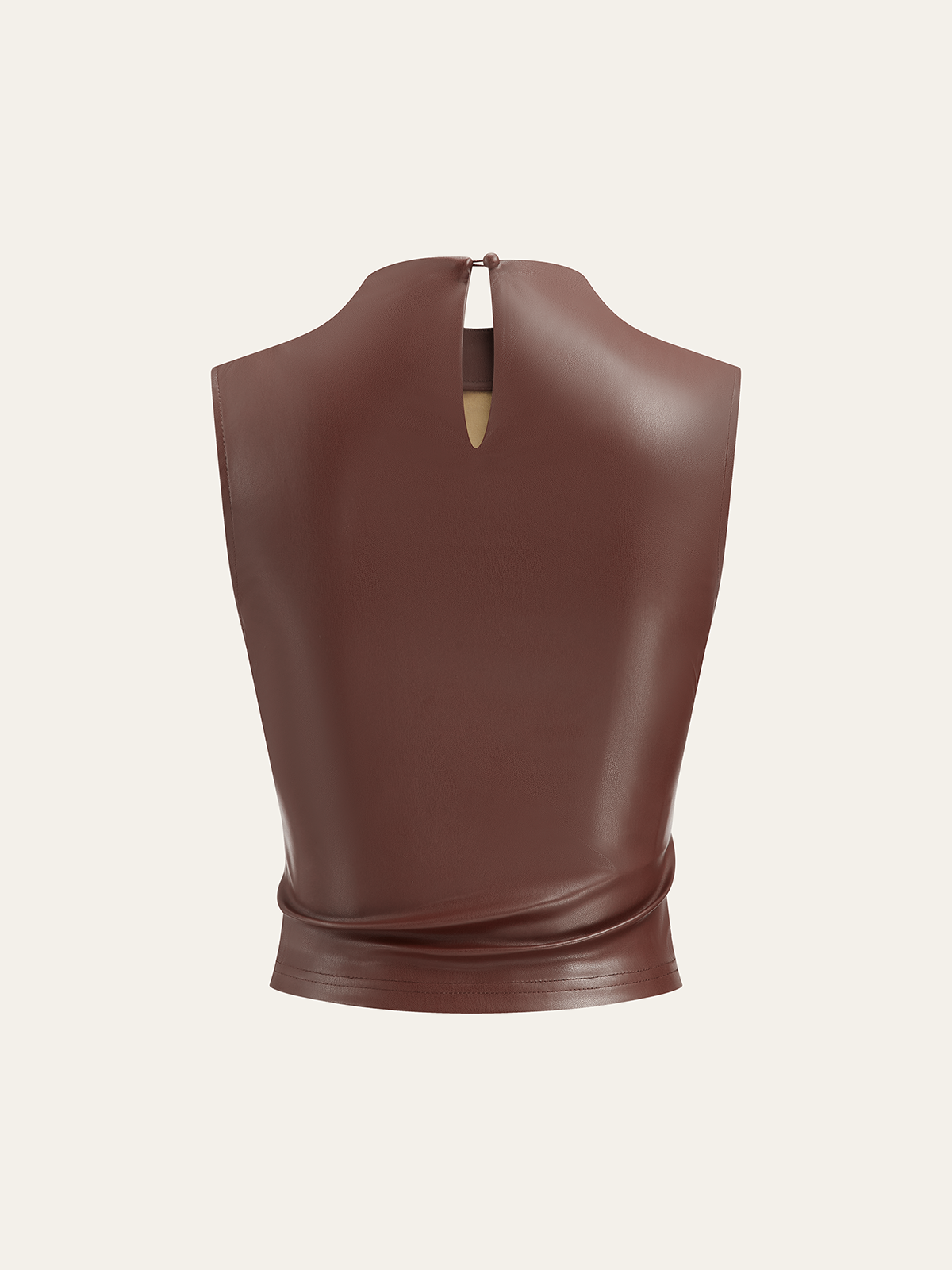 PU Leather Ruched Asymmetric Tank Top