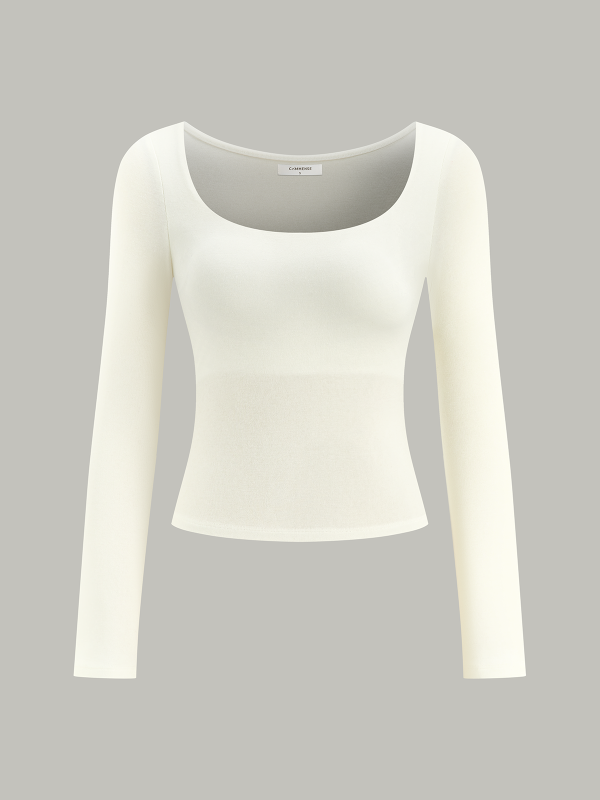 Haut moulant à manches longues, décolleté, sans soutien-gorge