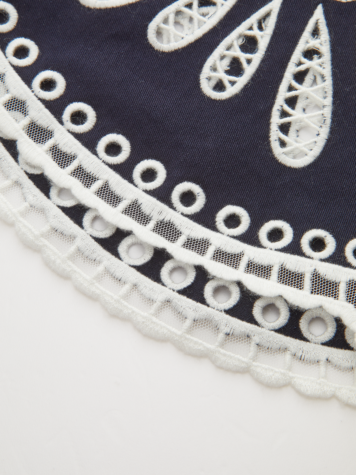 Floral Eyelet Embroidery Cotton Blend Blouse