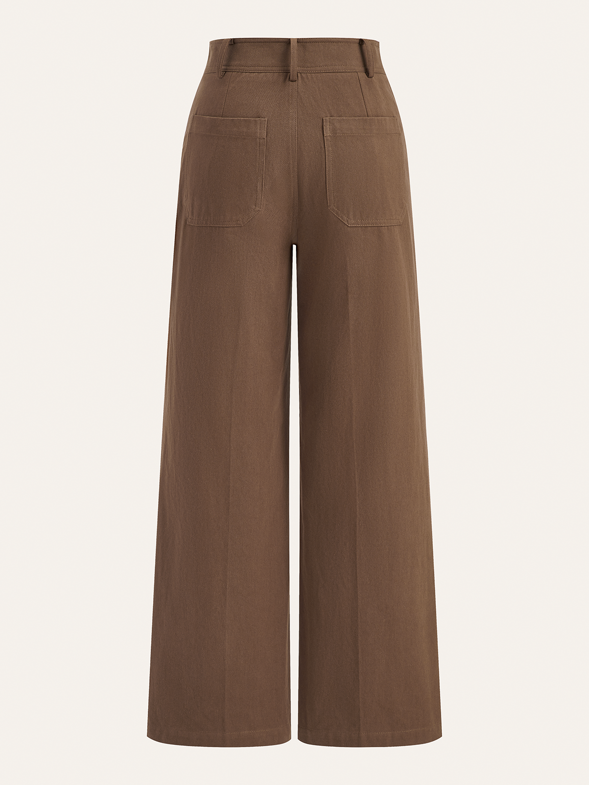 Cotton Mid-Waist Wide-Leg Pants