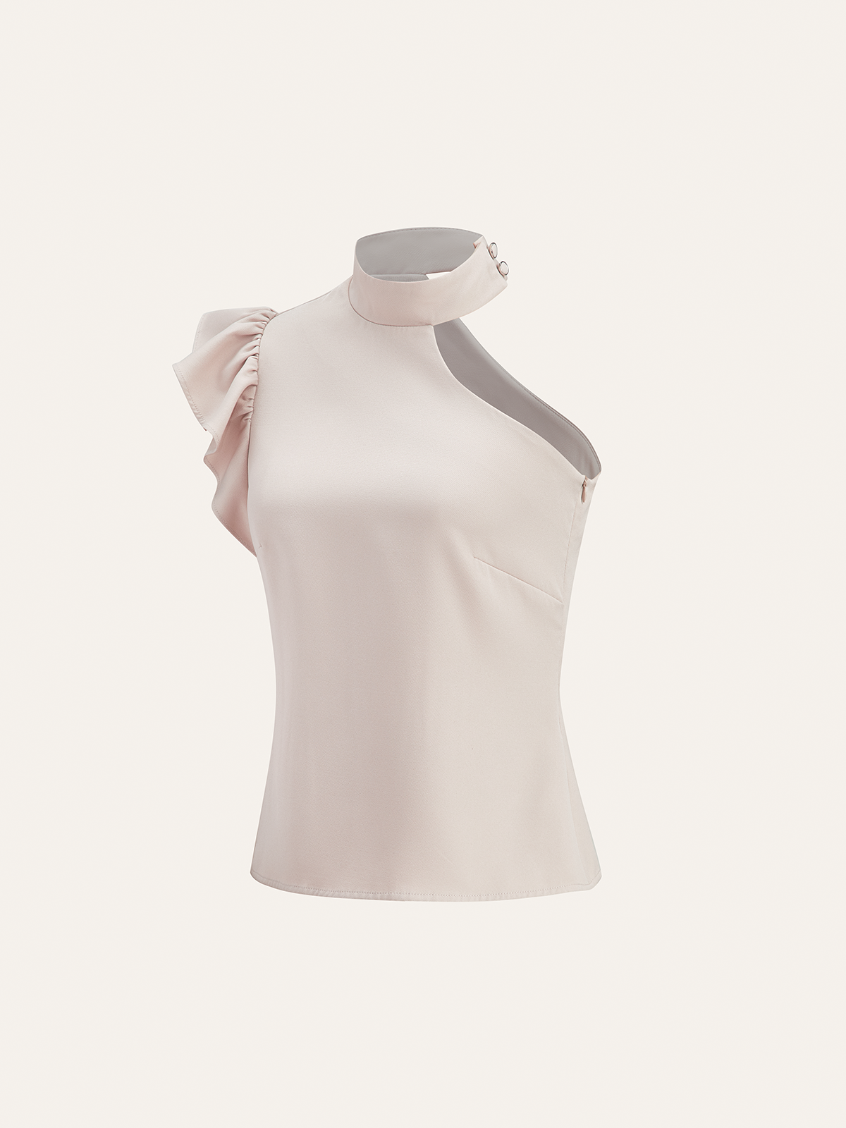 One-Shoulder Rüschen-Top und Hose mit doppelter Knopfleiste Set