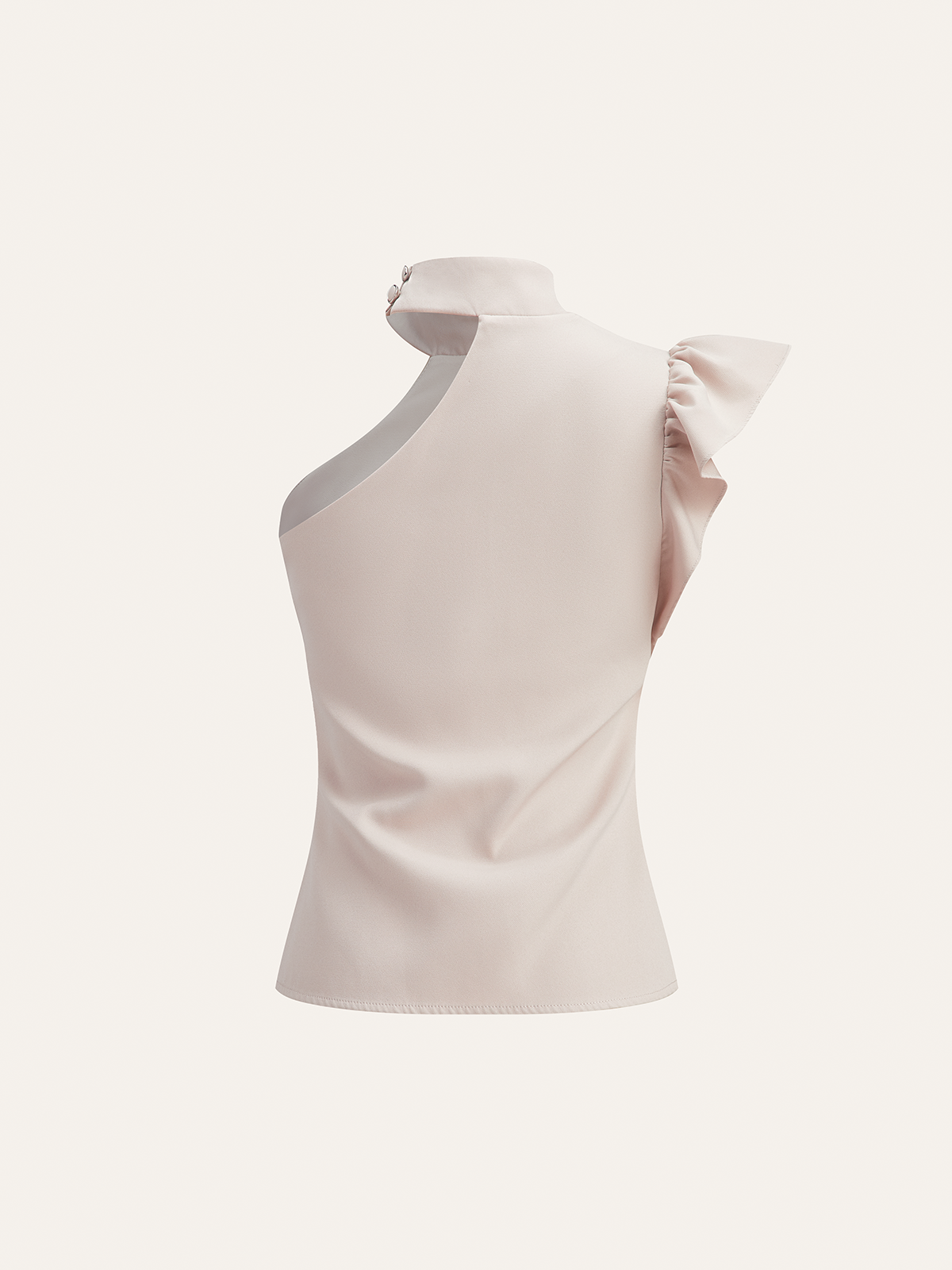 One-Shoulder Rüschen-Top und Hose mit doppelter Knopfleiste Set