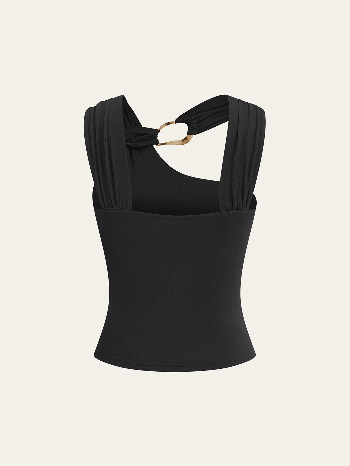 Asymmetric Strap Metal Ring Detail Top