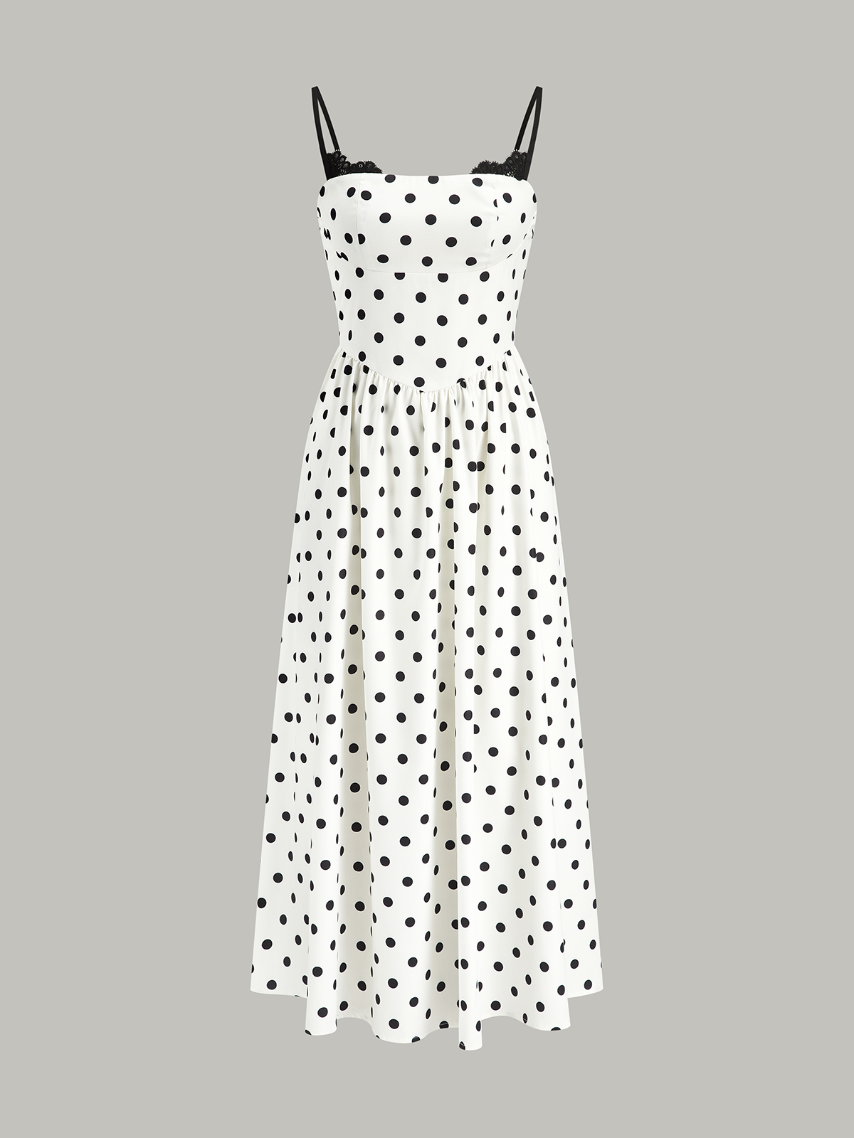 Robe caraco à pois et dentelle