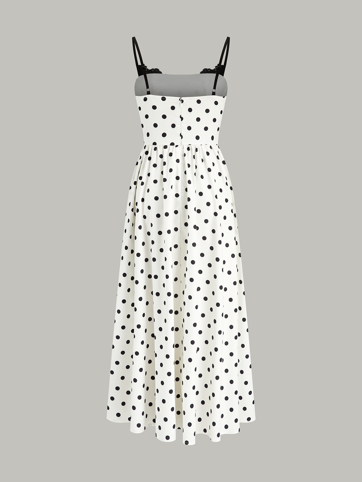 Robe caraco à pois et dentelle