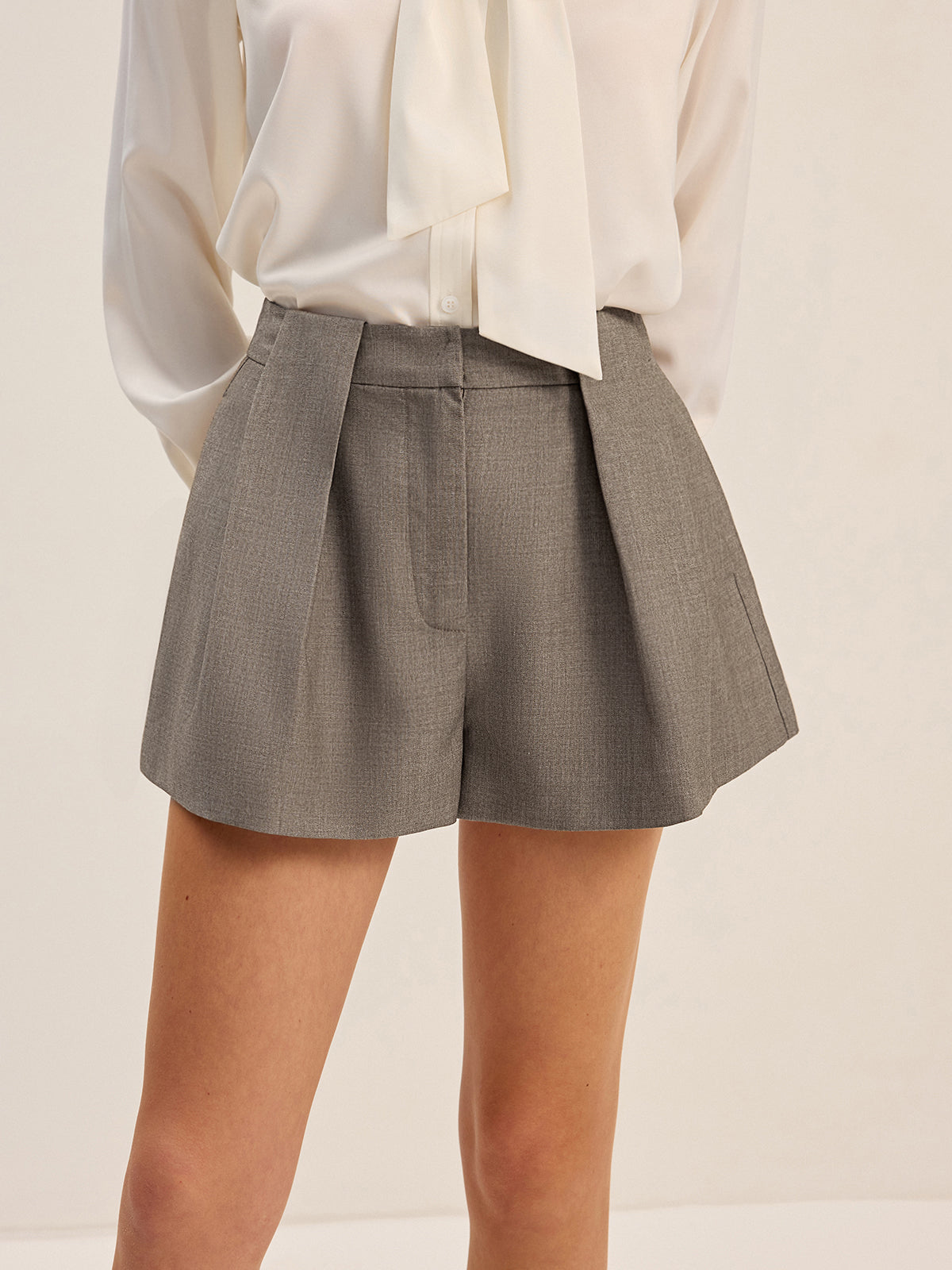Shorts aus Baumwollmischung mit Falten