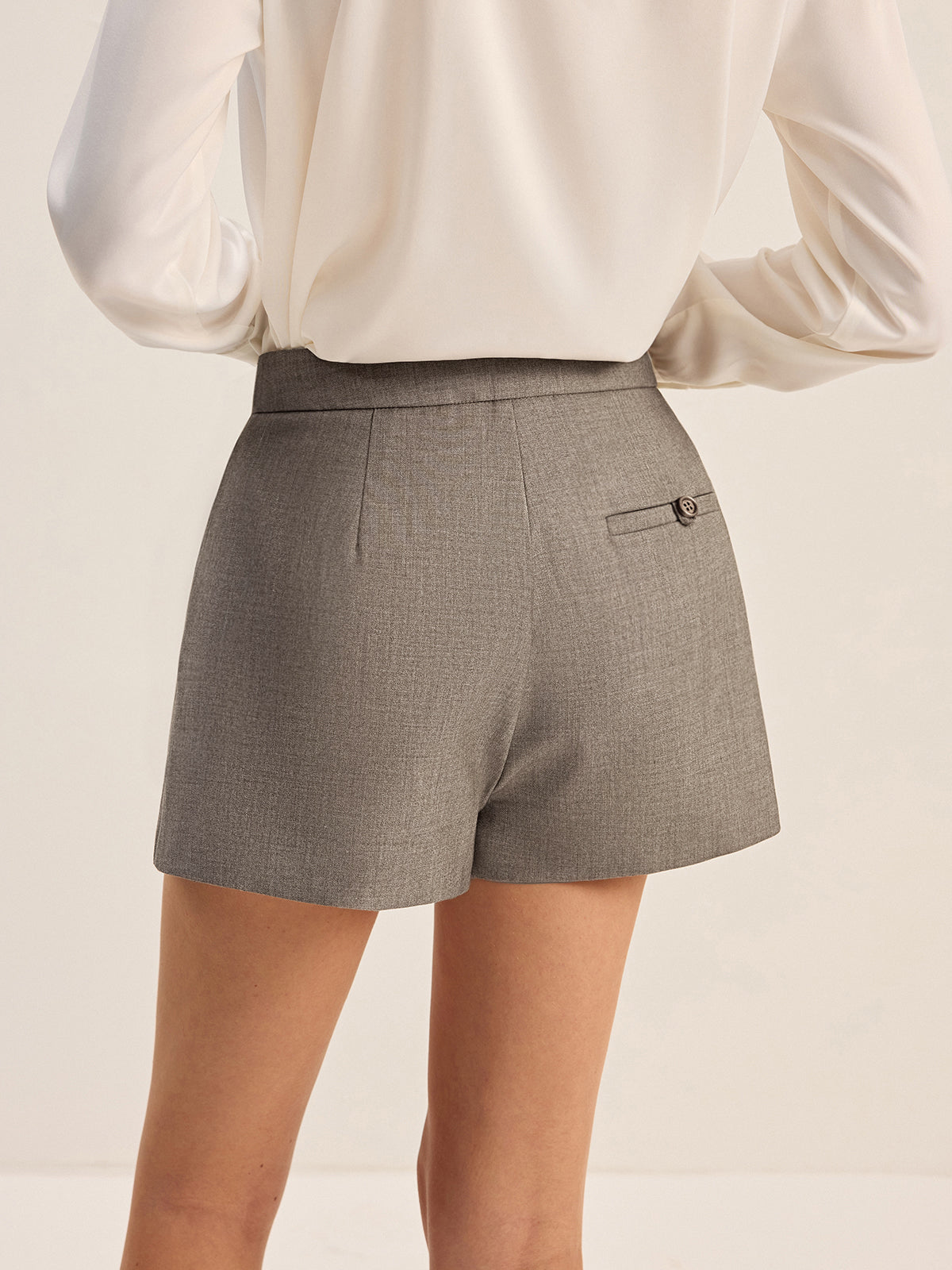 Shorts aus Baumwollmischung mit Falten