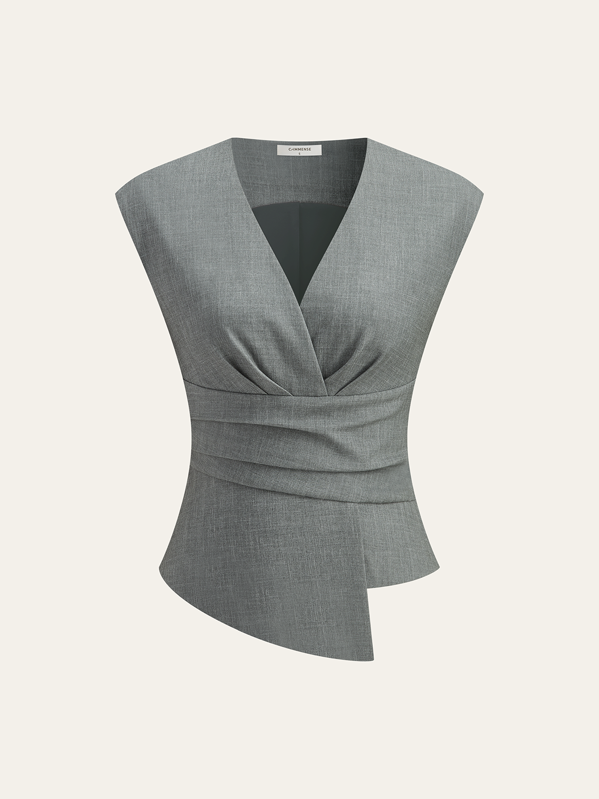 Ruched Waist V-Neck Asymmetric Top